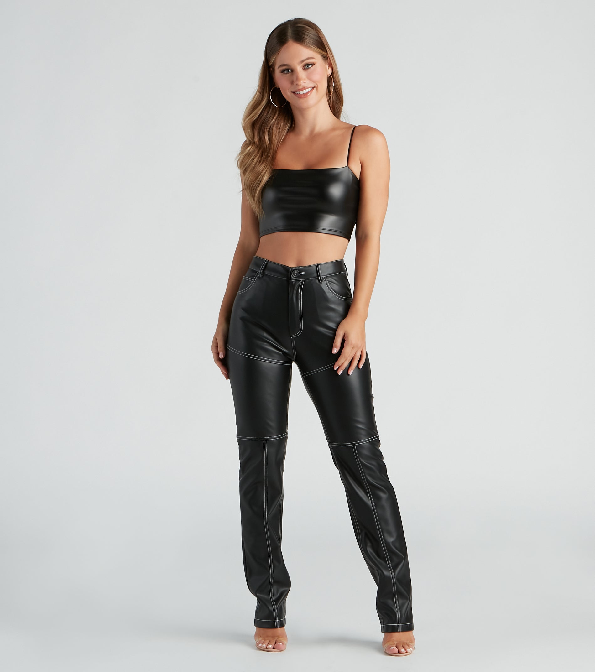 Premium Faux Leather Rocker Pants - Straight Leg Design