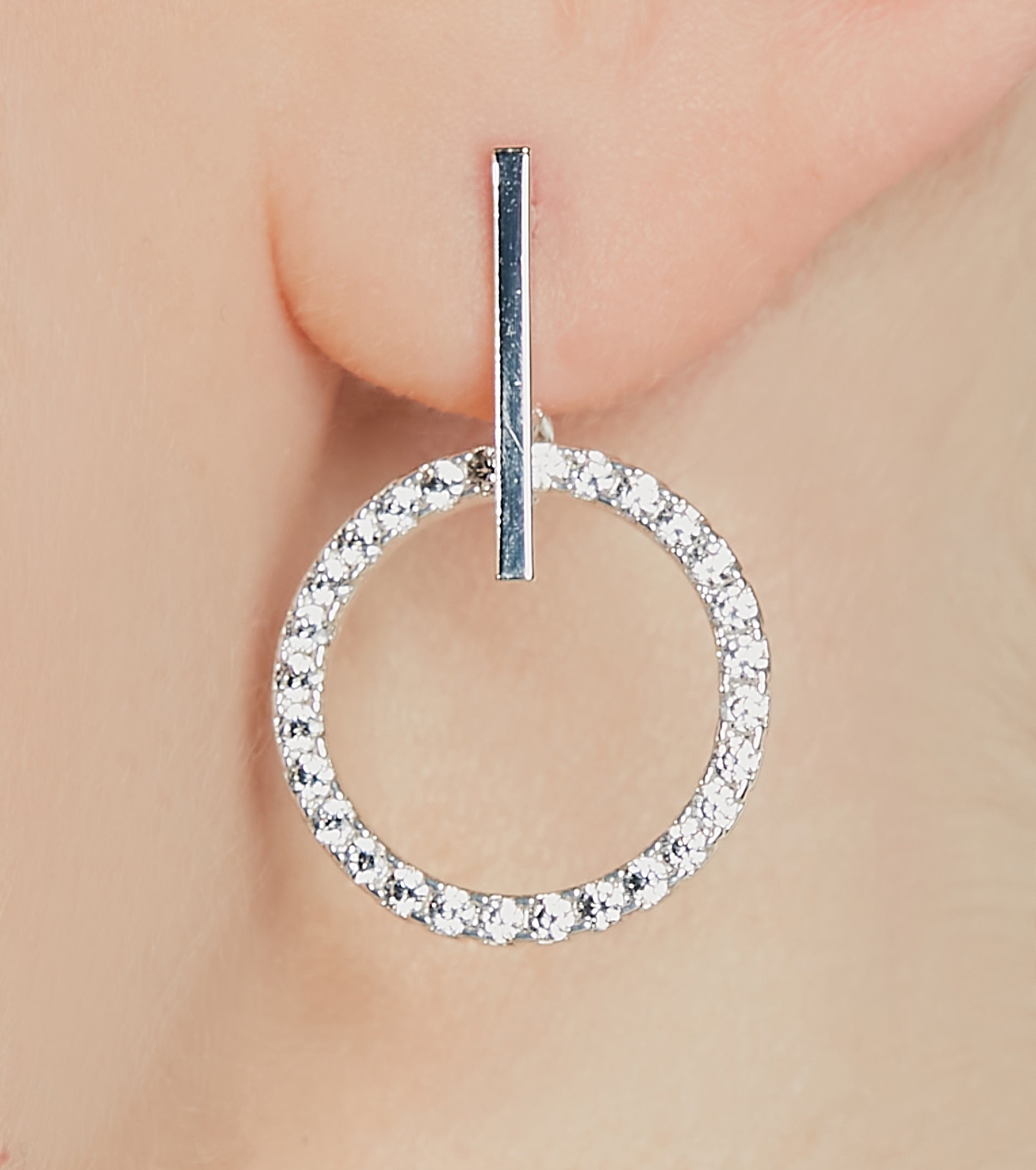 Premium Sparkle Sterling Silver Hoop Earrings with Cubic Zirconia