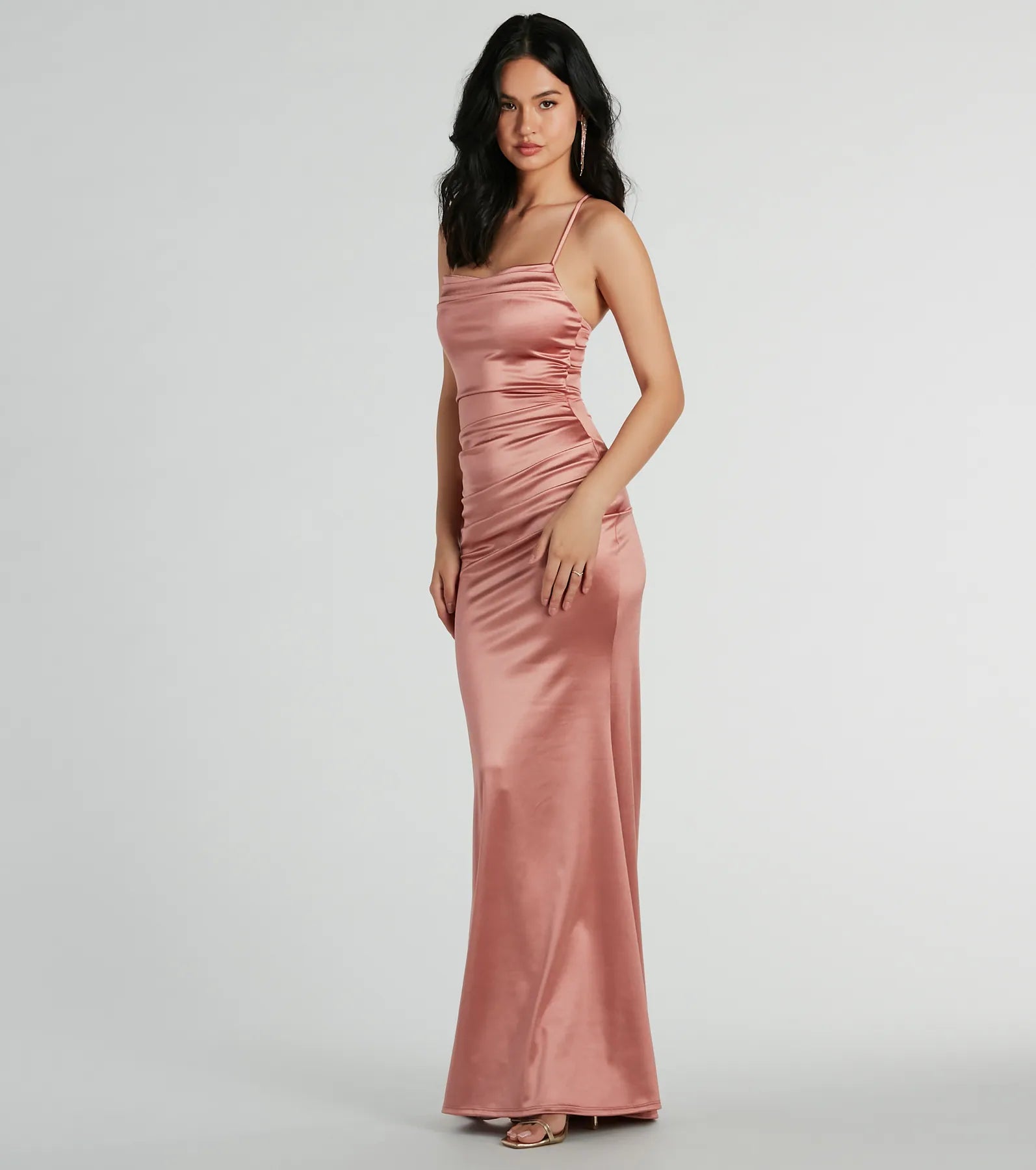 Premium Courteney Cowl Neck Mermaid Satin Gown