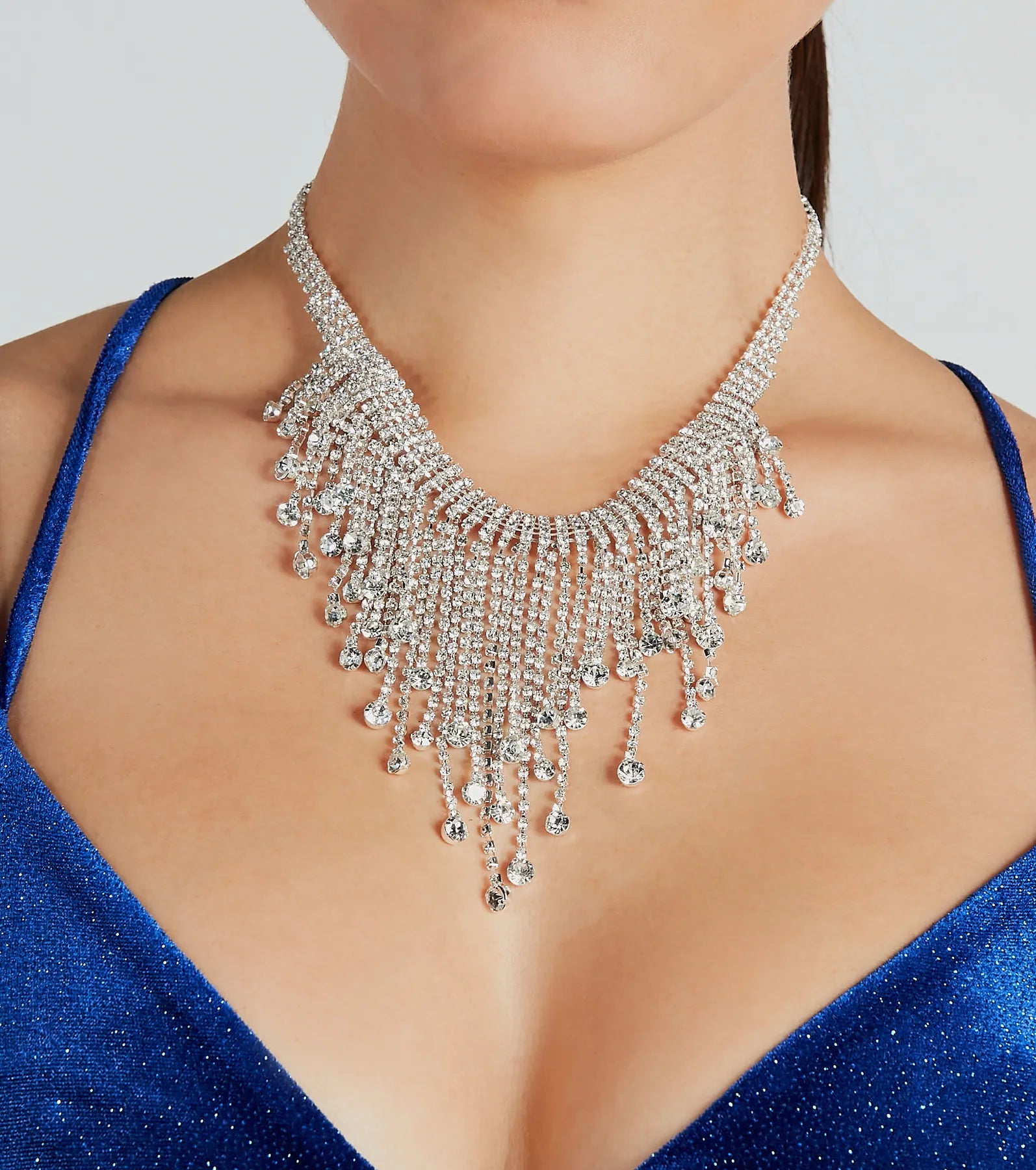 Premium Rhinestone Fringe Statement Necklace - Ultimate Elegance