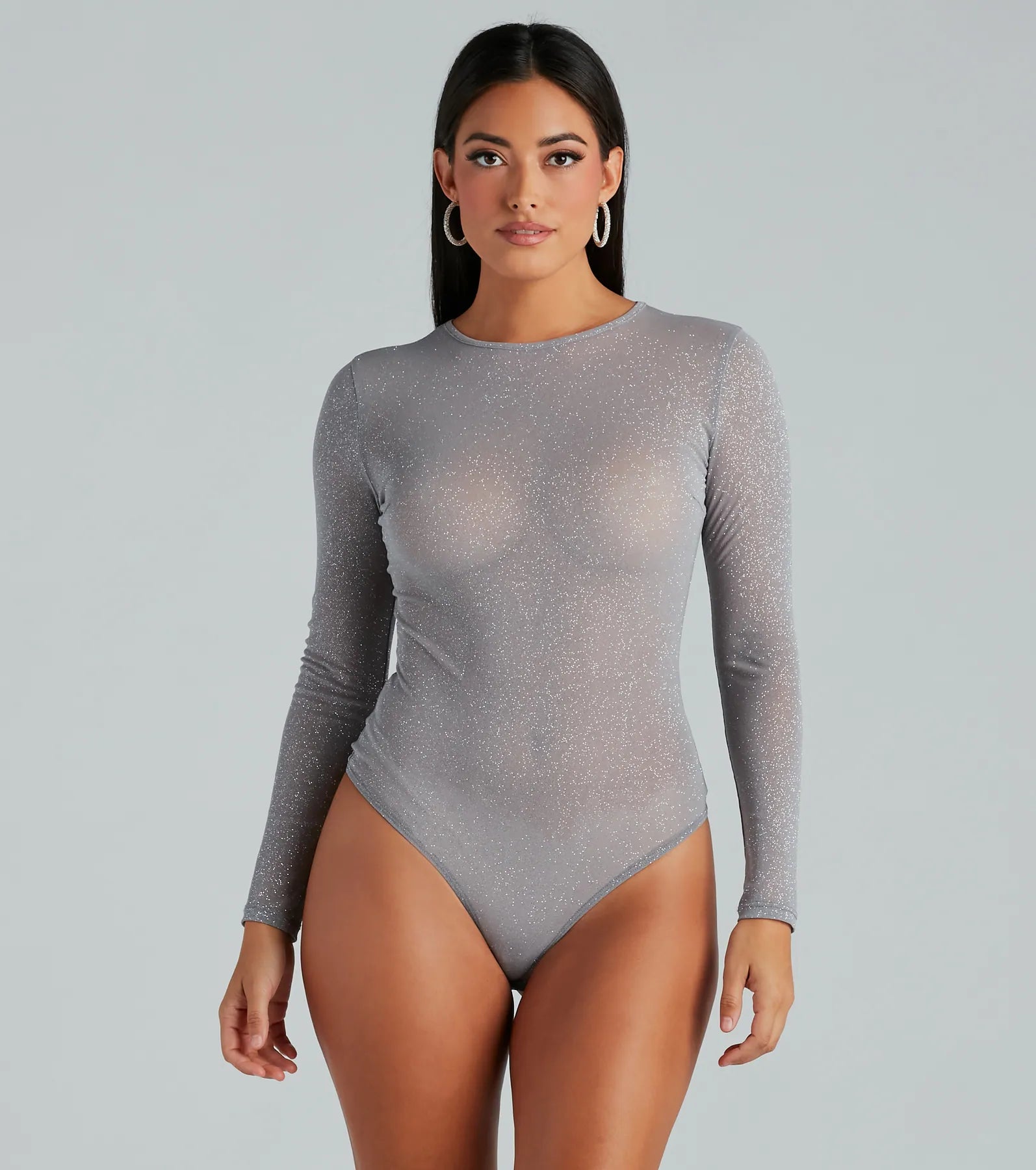 Ultimate Glitz Mesh Long Sleeve Bodysuit - Center Stage Ready