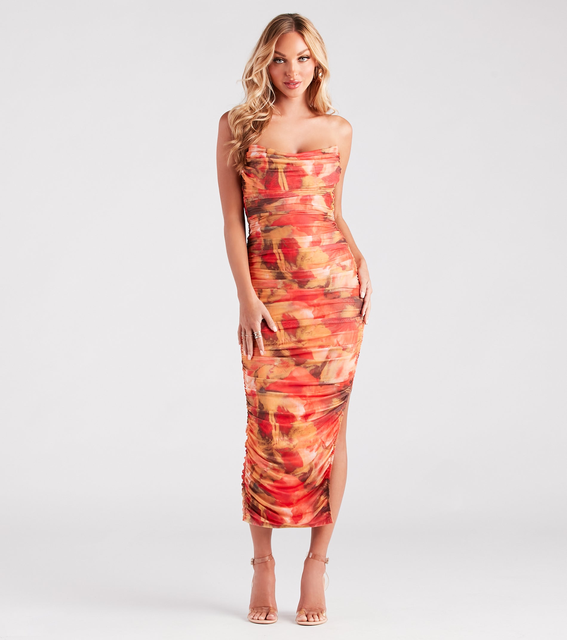 Ultimate Artistic Muse Abstract Strapless Midi Dress