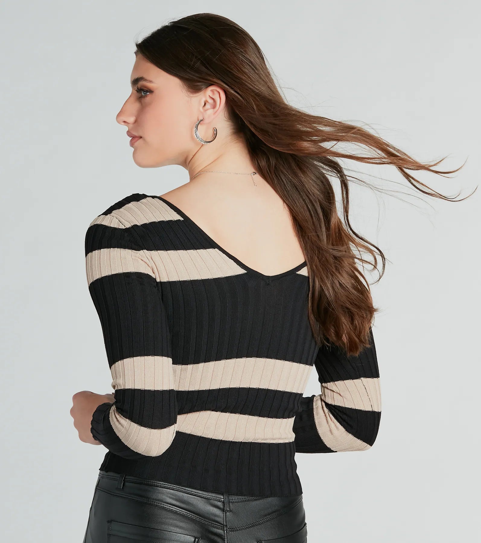 Ultimate Comfort V-Neck Striped Sweater Top