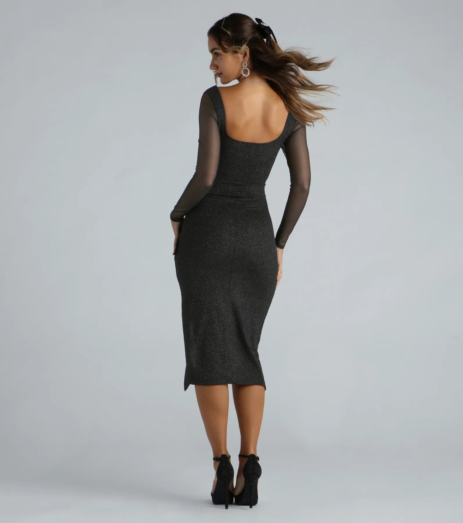 Premium Jayd Glitter Midi Dress for Special Occasions