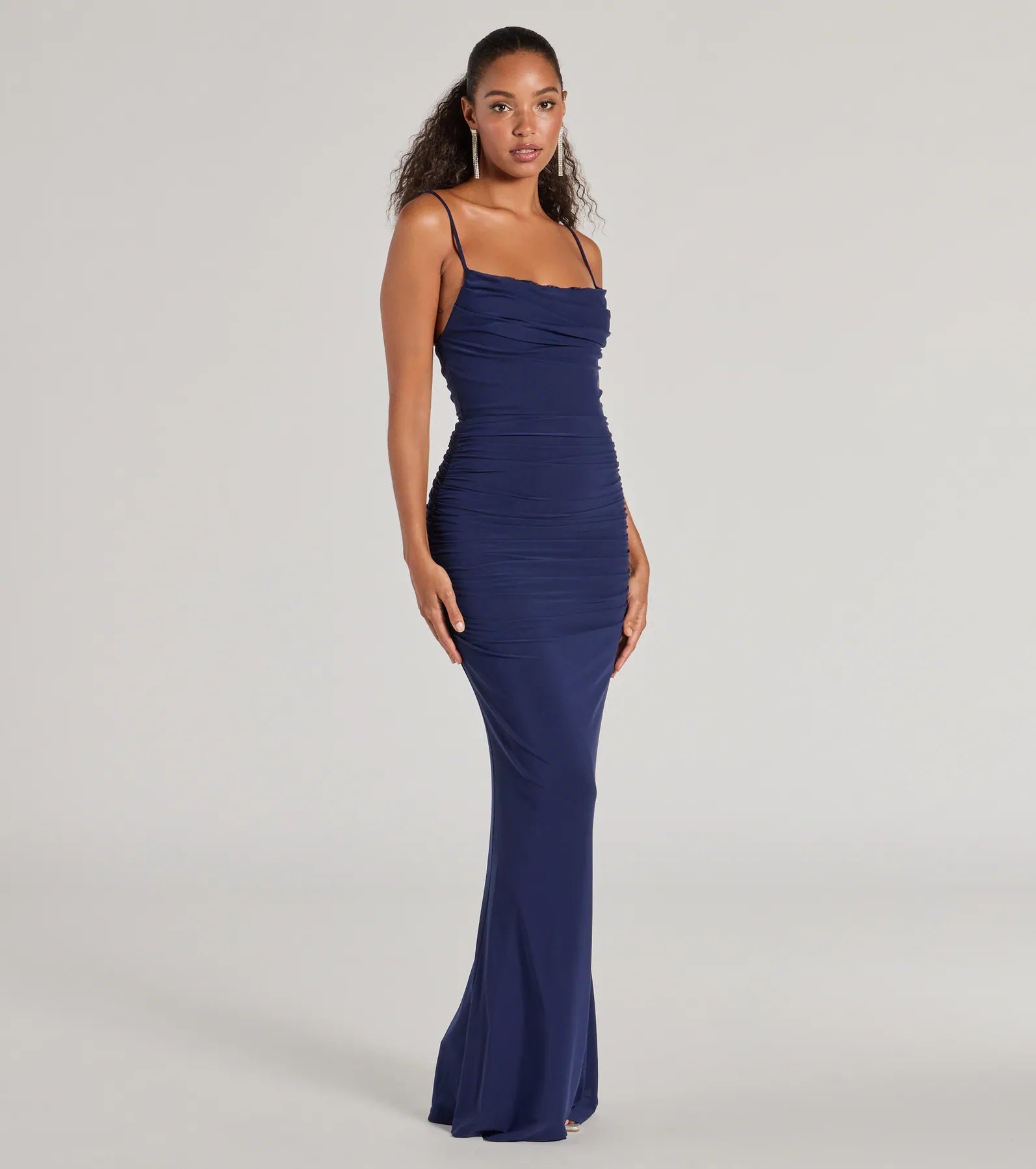 Premium Julane Cowl Neck Ruched Formal Dress