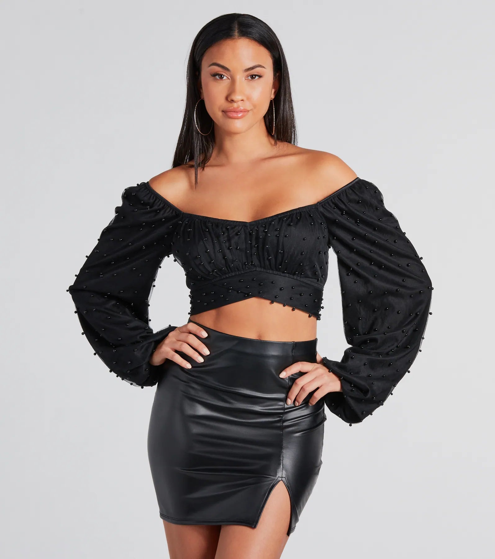 Premium Ethereal Dream Faux Pearl Crop Top