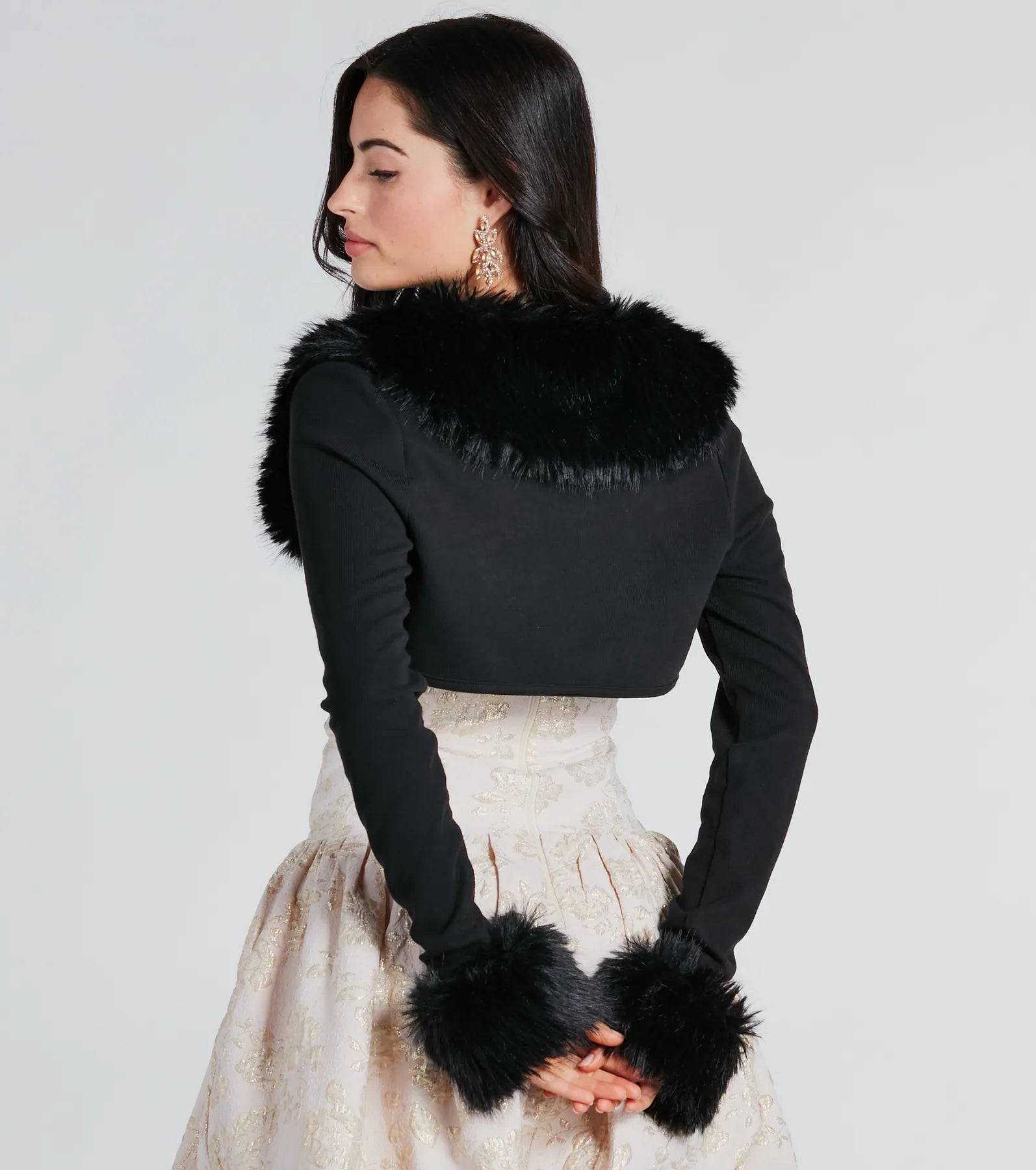 Premium Elegance Faux Fur Long Sleeve Bolero