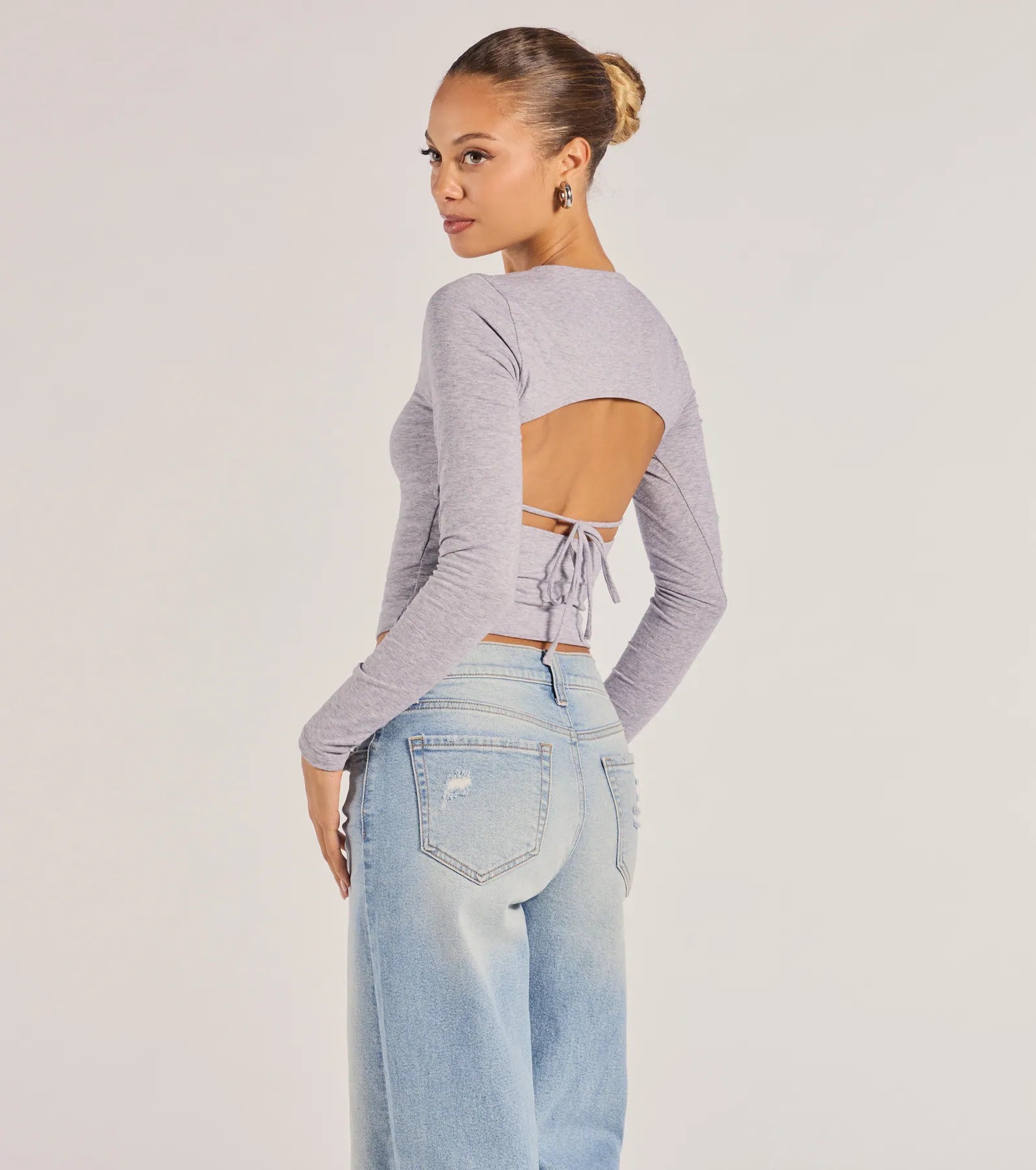 Premium Elevated Staple Open Back Long Sleeve Top