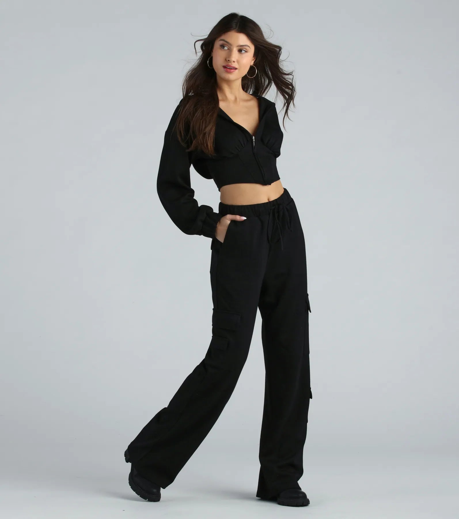 Ultimate Comfort Wide-Leg Cargo Sweatpants