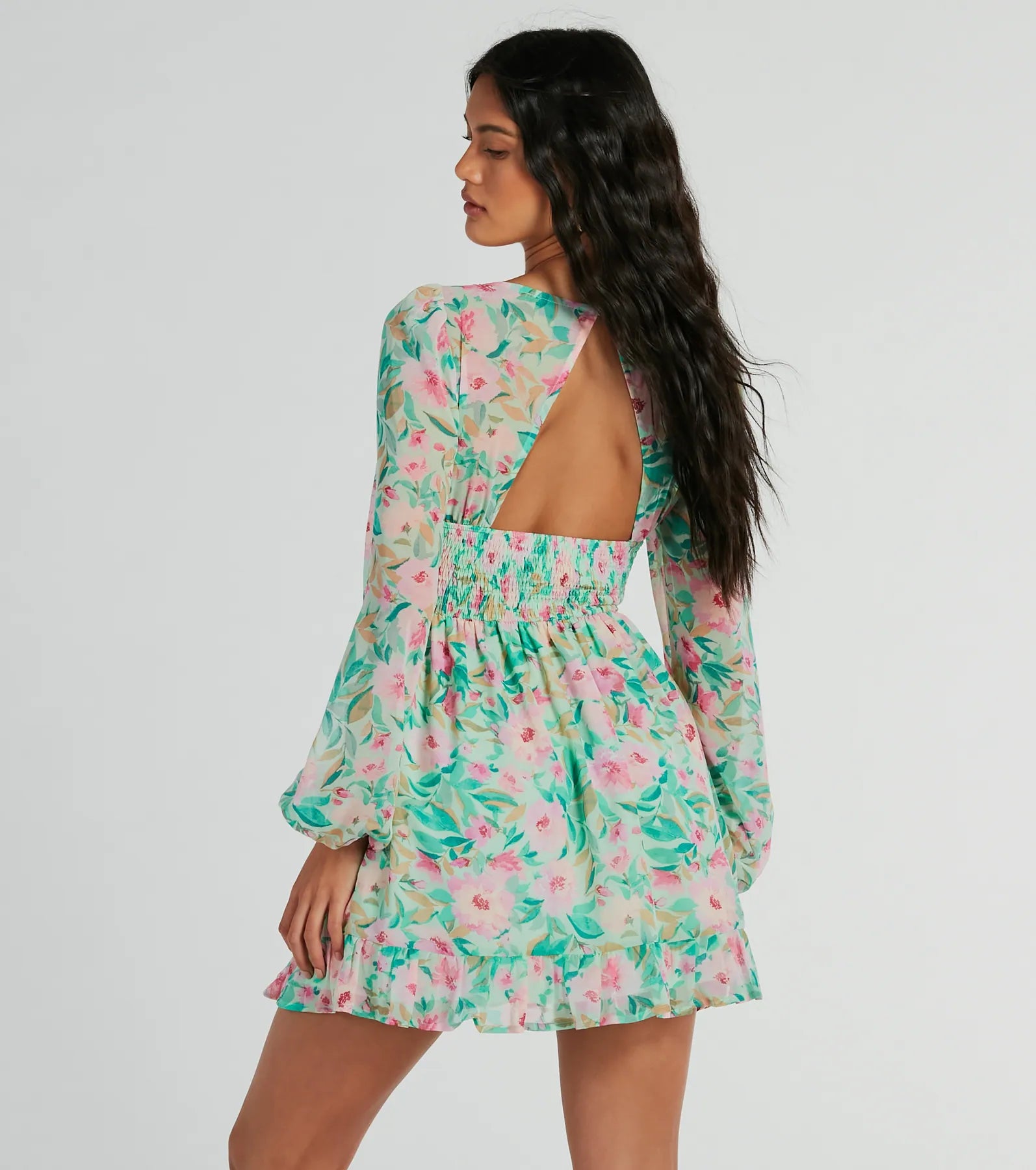 Ultimate Radiant Vacay V-Neck Floral Chiffon Dress