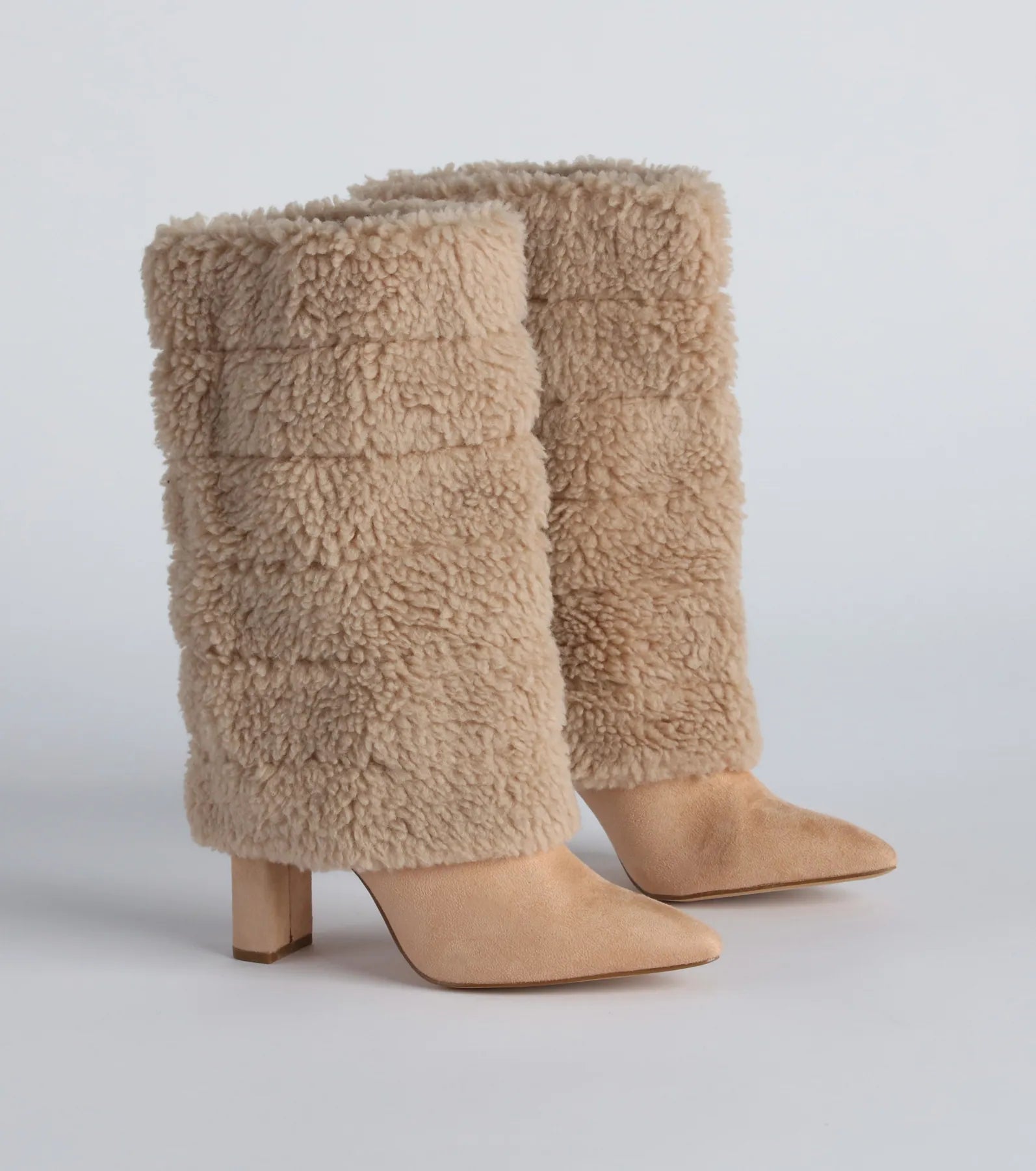 Ultimate Cozy On Down Faux Sherpa Block Heel Booties - Premium Style & Comfort