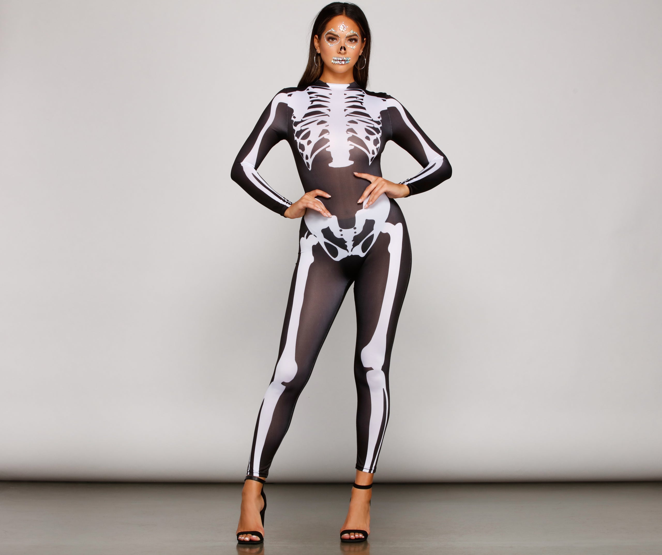 Ultimate Skeleton Print Catsuit - Spooky & Sultry Halloween Costume