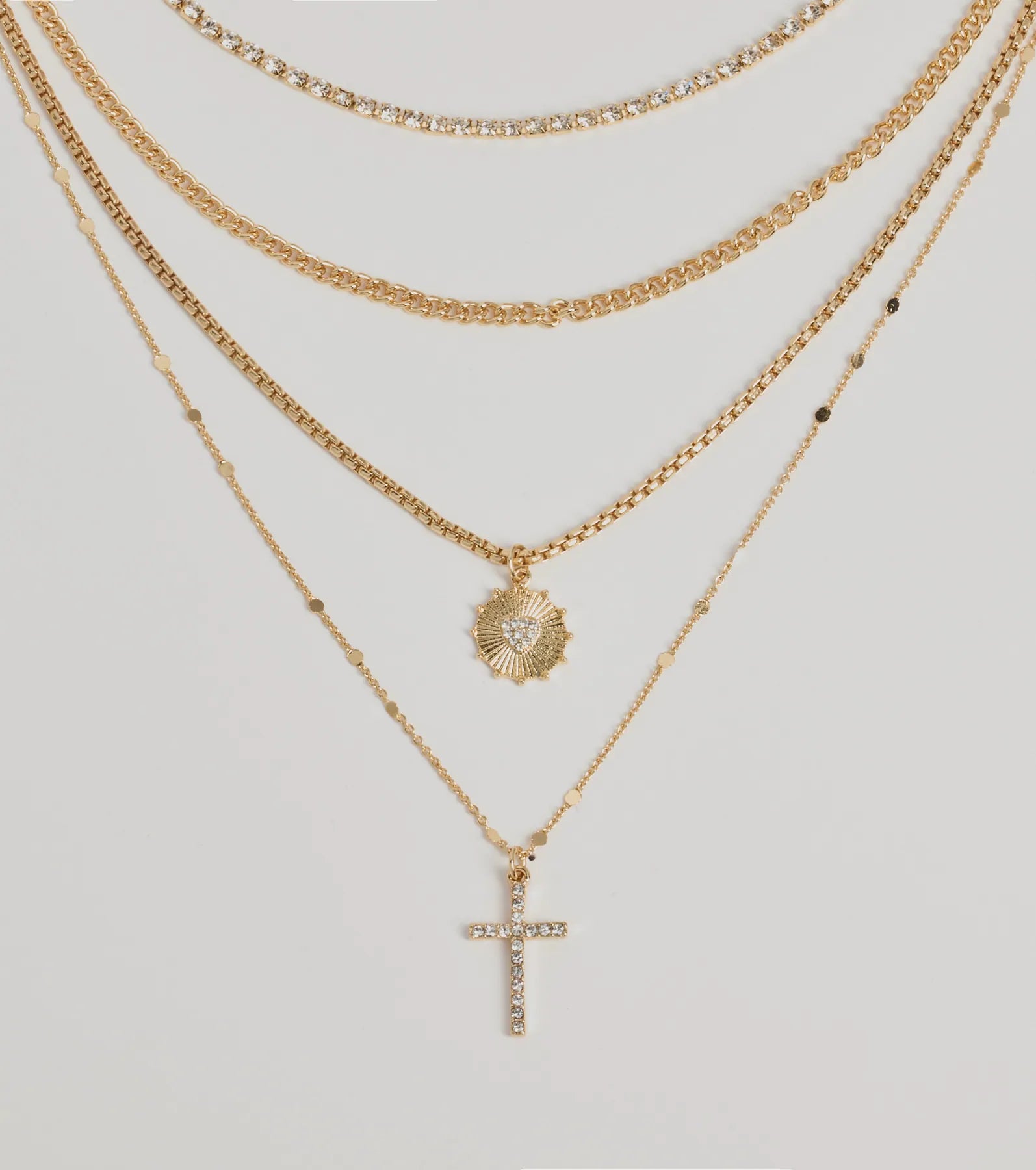 Premium Elegance Layered Cross Charm Necklace