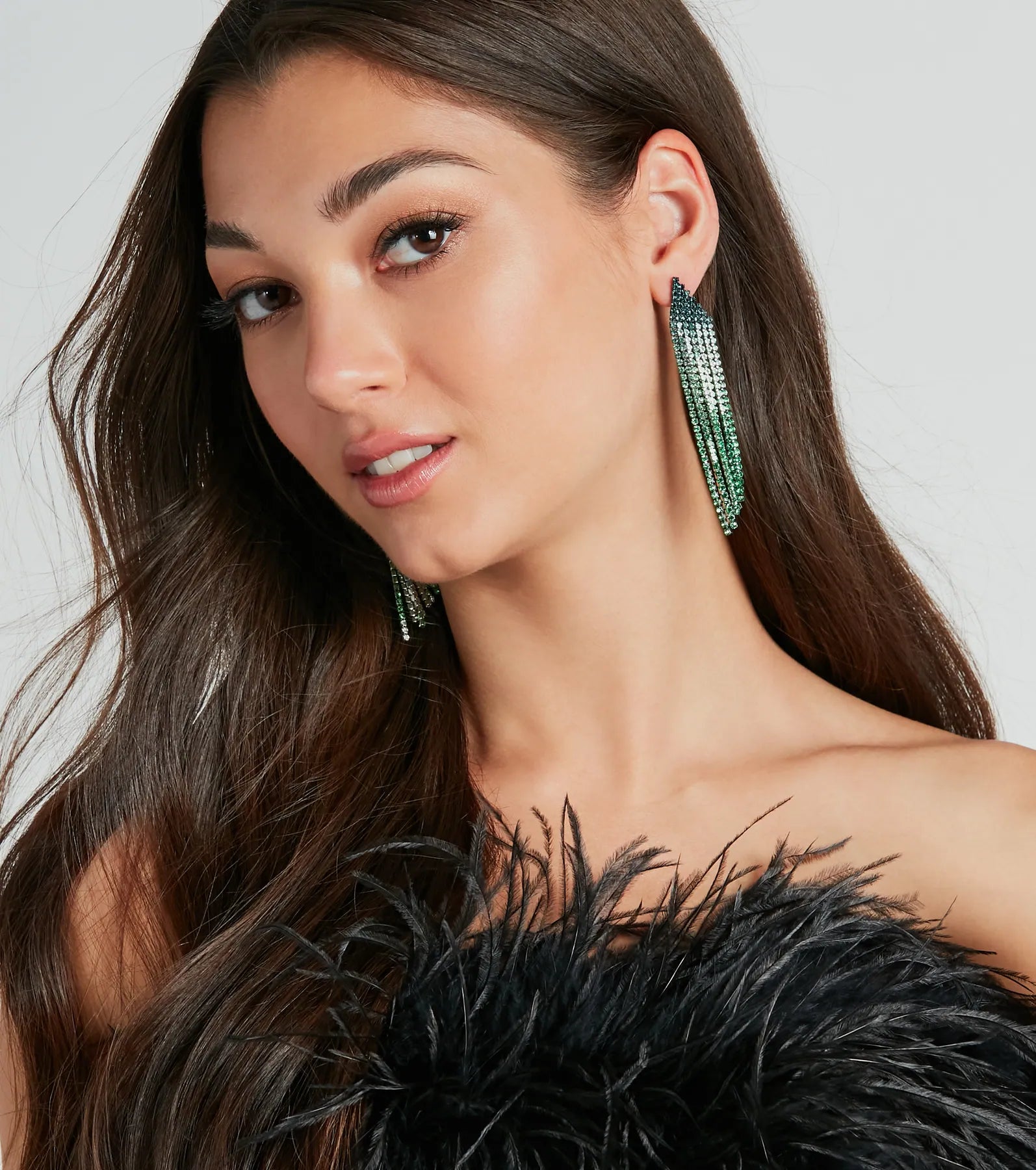 Ultimate Glam Ombre Rhinestone Fringe Earrings