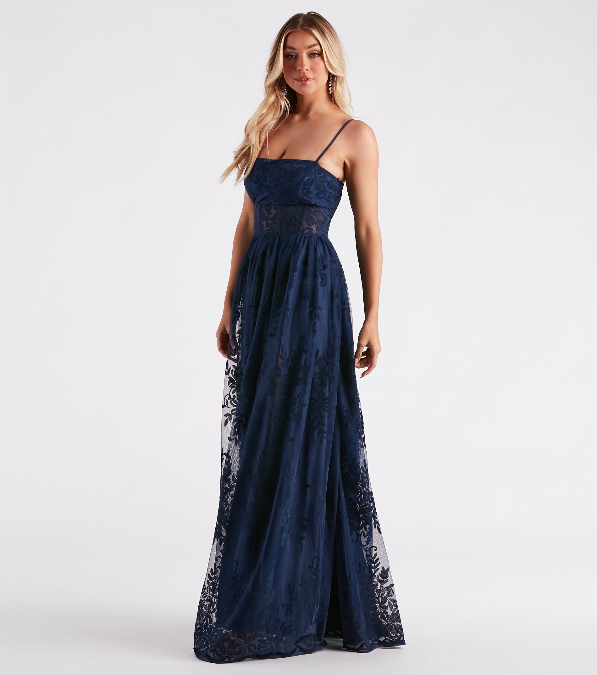 Premium Carmelle Flocked Velvet Formal Gown