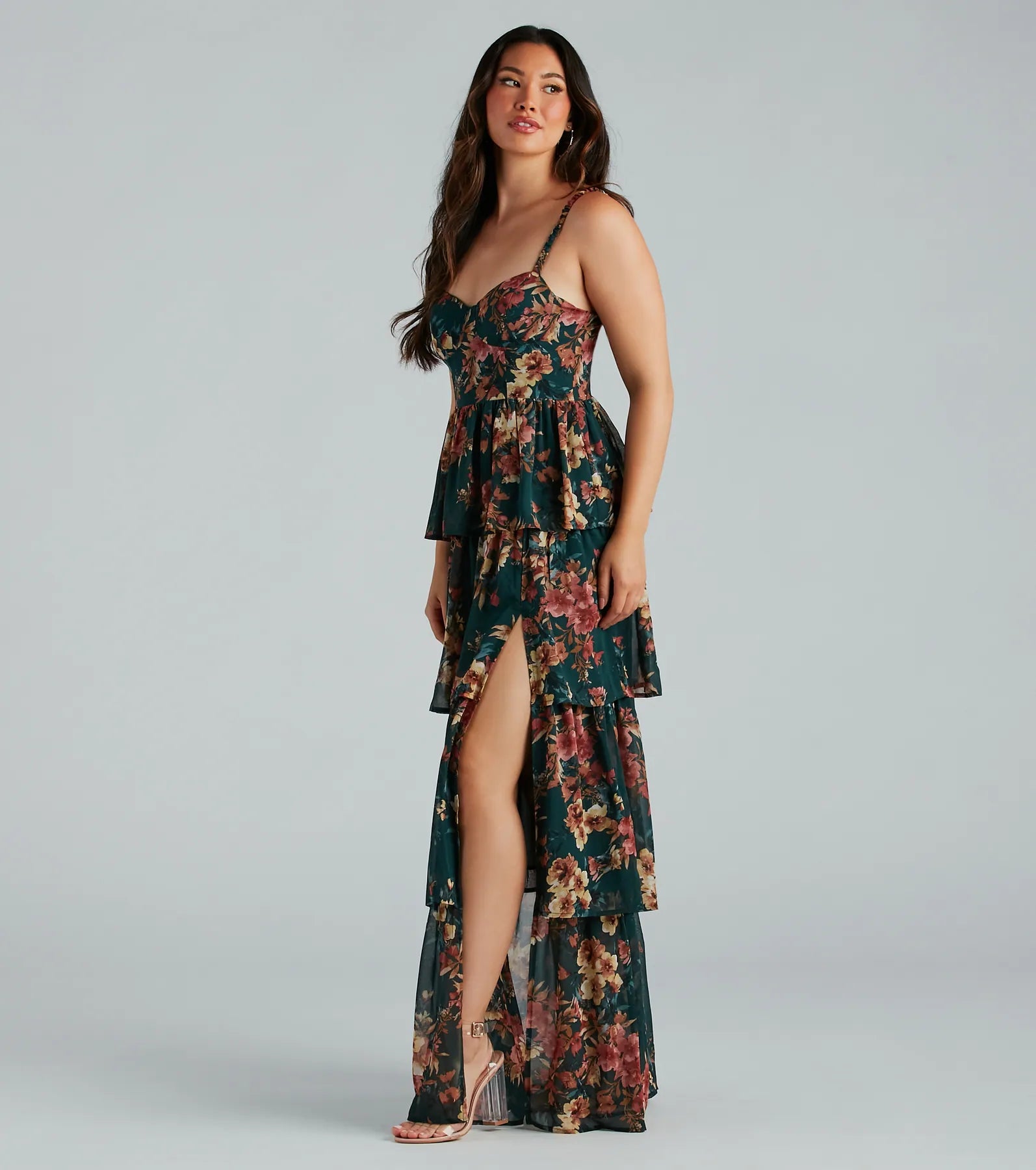 Premium Rosie Floral Chiffon A-Line Dress - Ultimate Elegance
