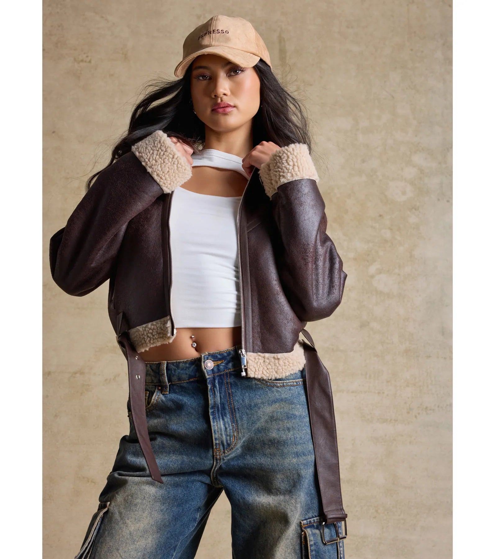 Premium Cozy Shearling Trim Moto Jacket - Ultimate Style & Comfort