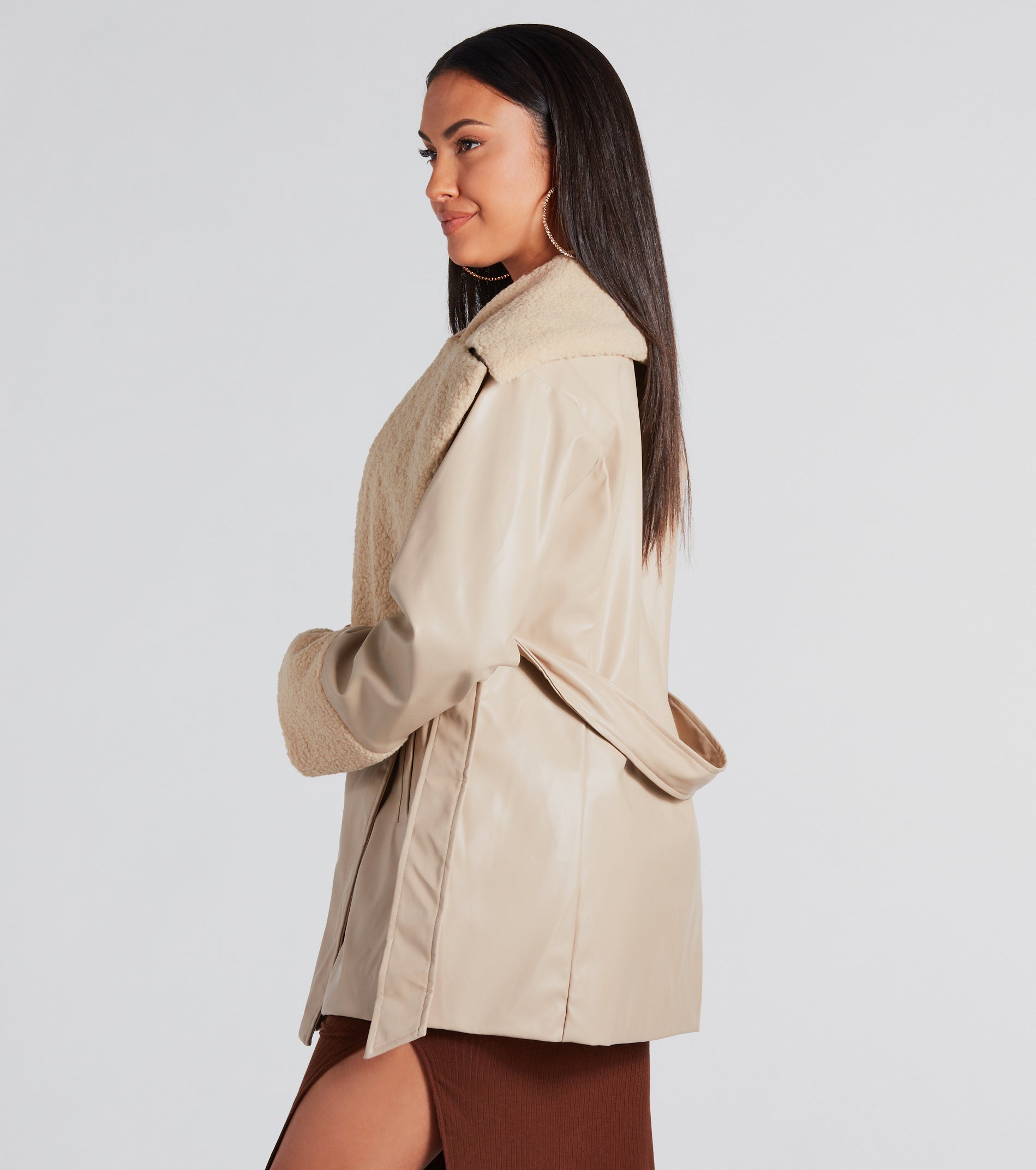 Ultimate Faux Sherpa Leather Trench Coat - Style & Warmth Redefined