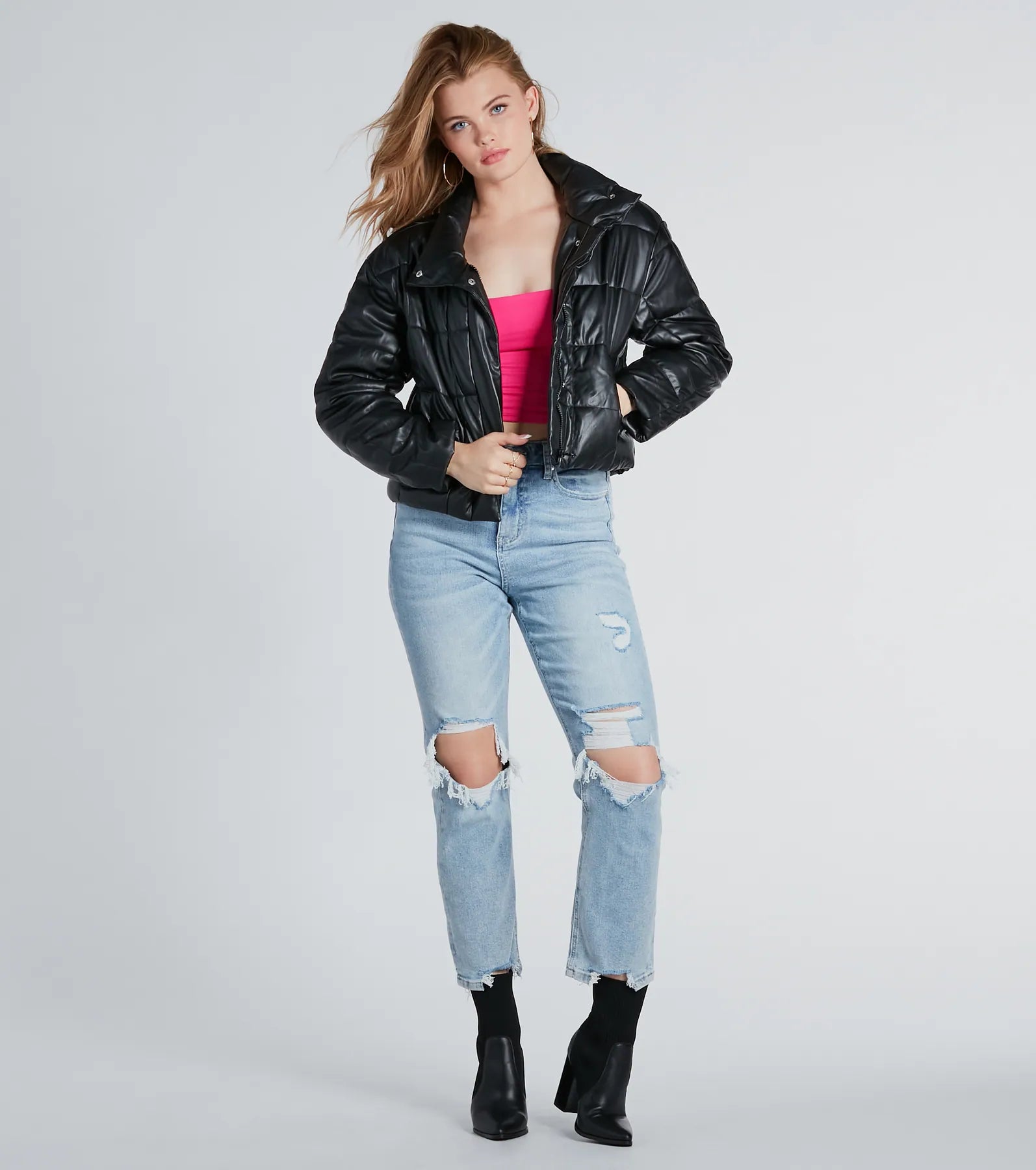 Premium Faux Leather Puffer Jacket - Ultimate Winter Style