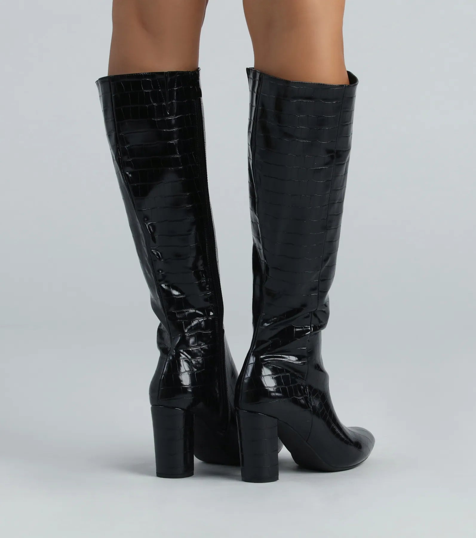 Premium Faux Leather Under-Knee Boots - Ultimate Style Statement