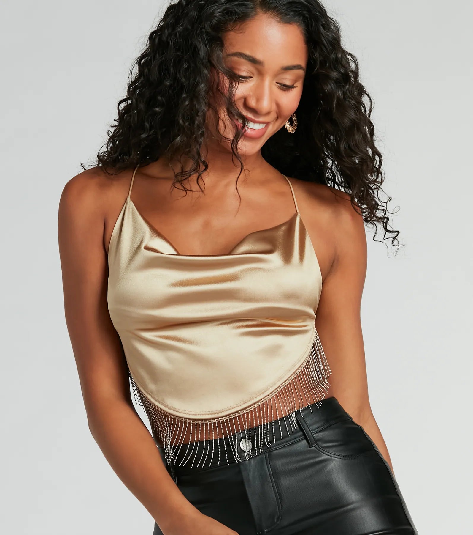 Ultimate Allure Fringe Hem Open Back Crop Top - Trendy & Chic