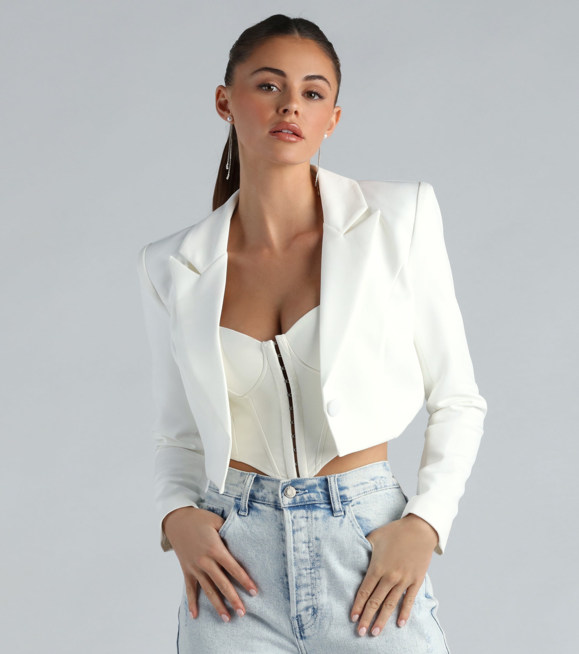 Korrie Premium Formal Woven Crop Blazer