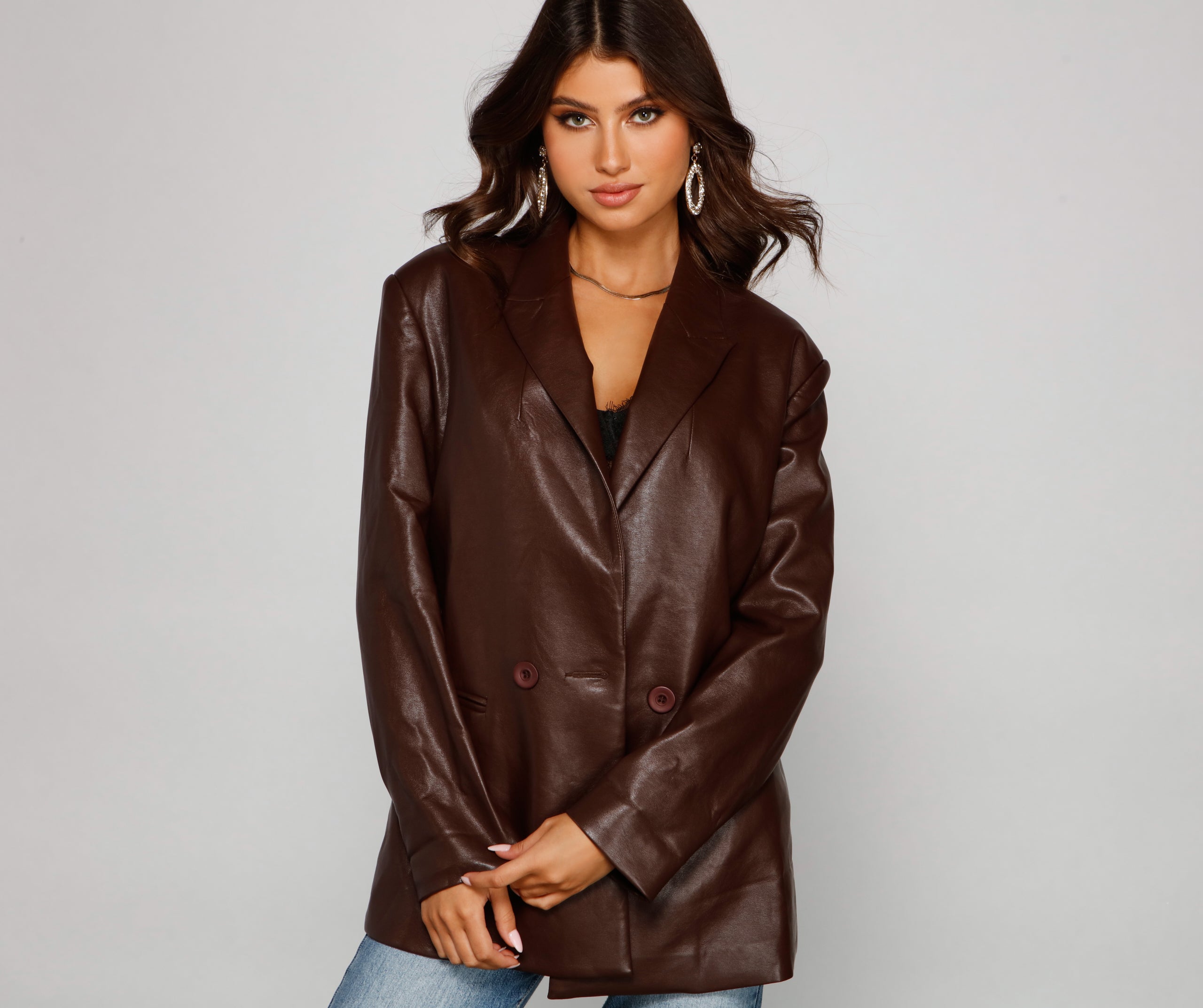 Premium Oversized Faux Leather Blazer - Ultimate Style Upgrade