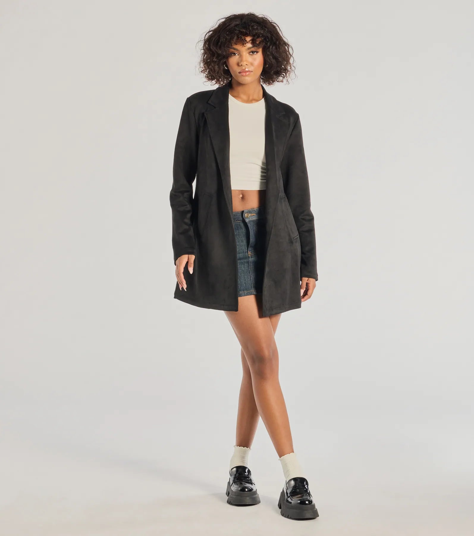 Premium Faux Suede Long Blazer - Ultimate Style Upgrade