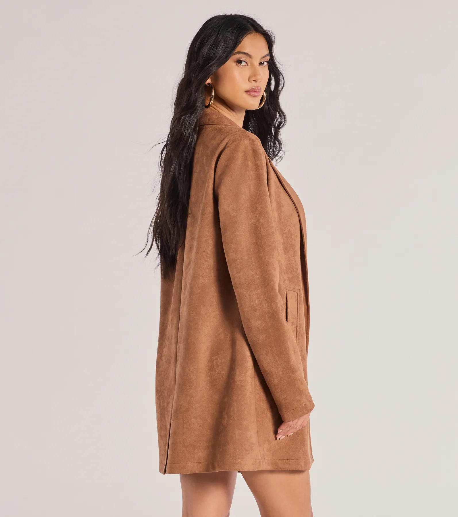 Premium Faux Suede Long Blazer - Ultimate Style Upgrade