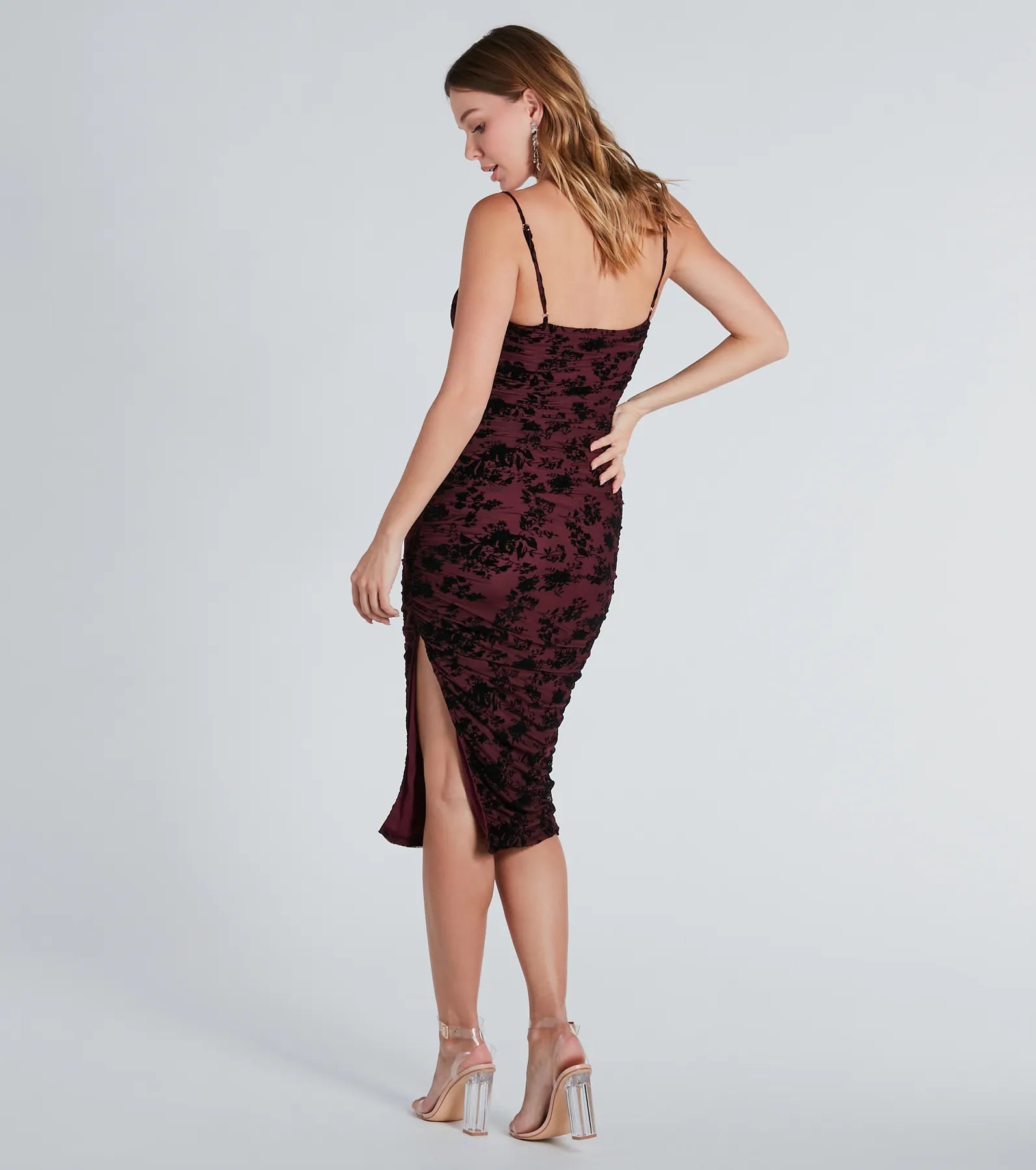 Premium Velvet Burnout Midi Dress - Ultimate Date Night Essential