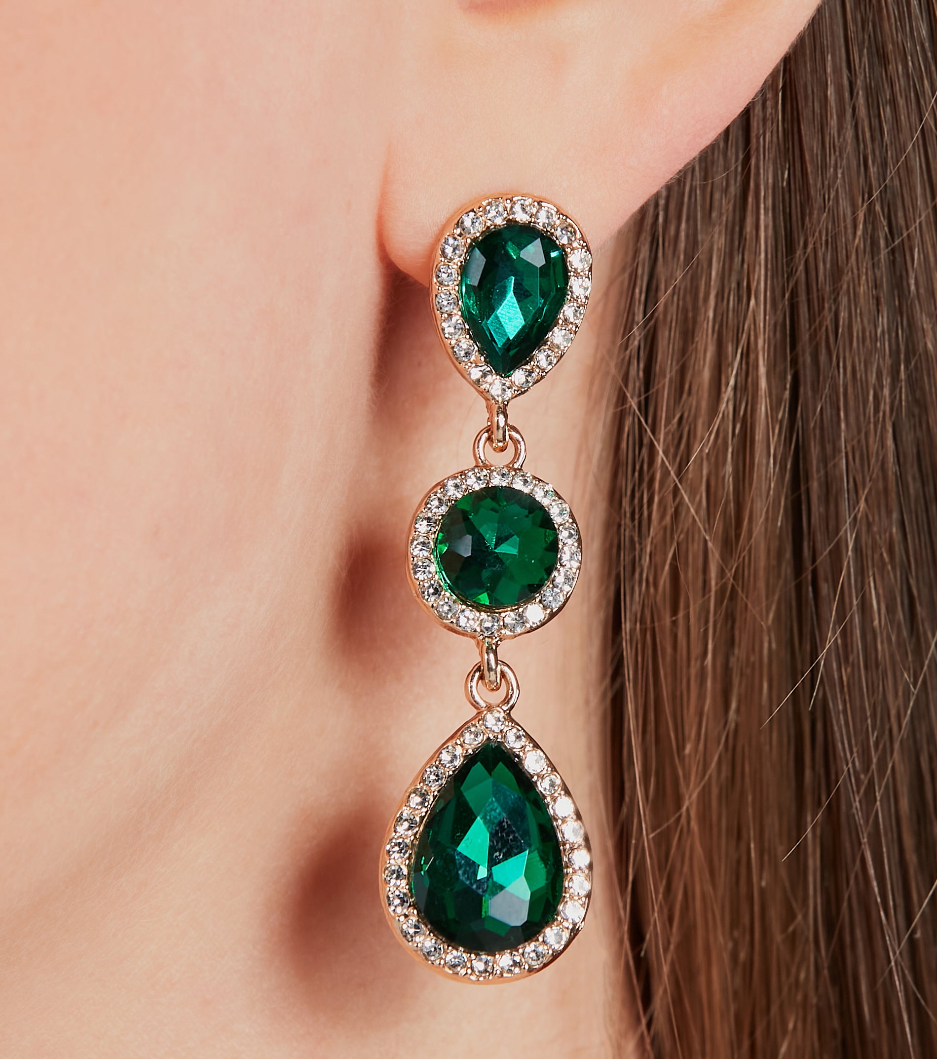 Premium Glam Gemstone Rhinestone Earrings