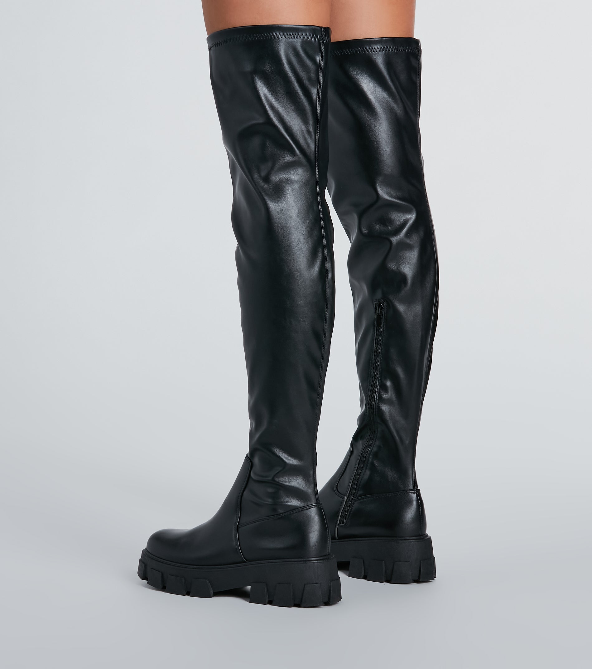 Ultimate In Command Faux Leather Platform Over-The-Knee Boots