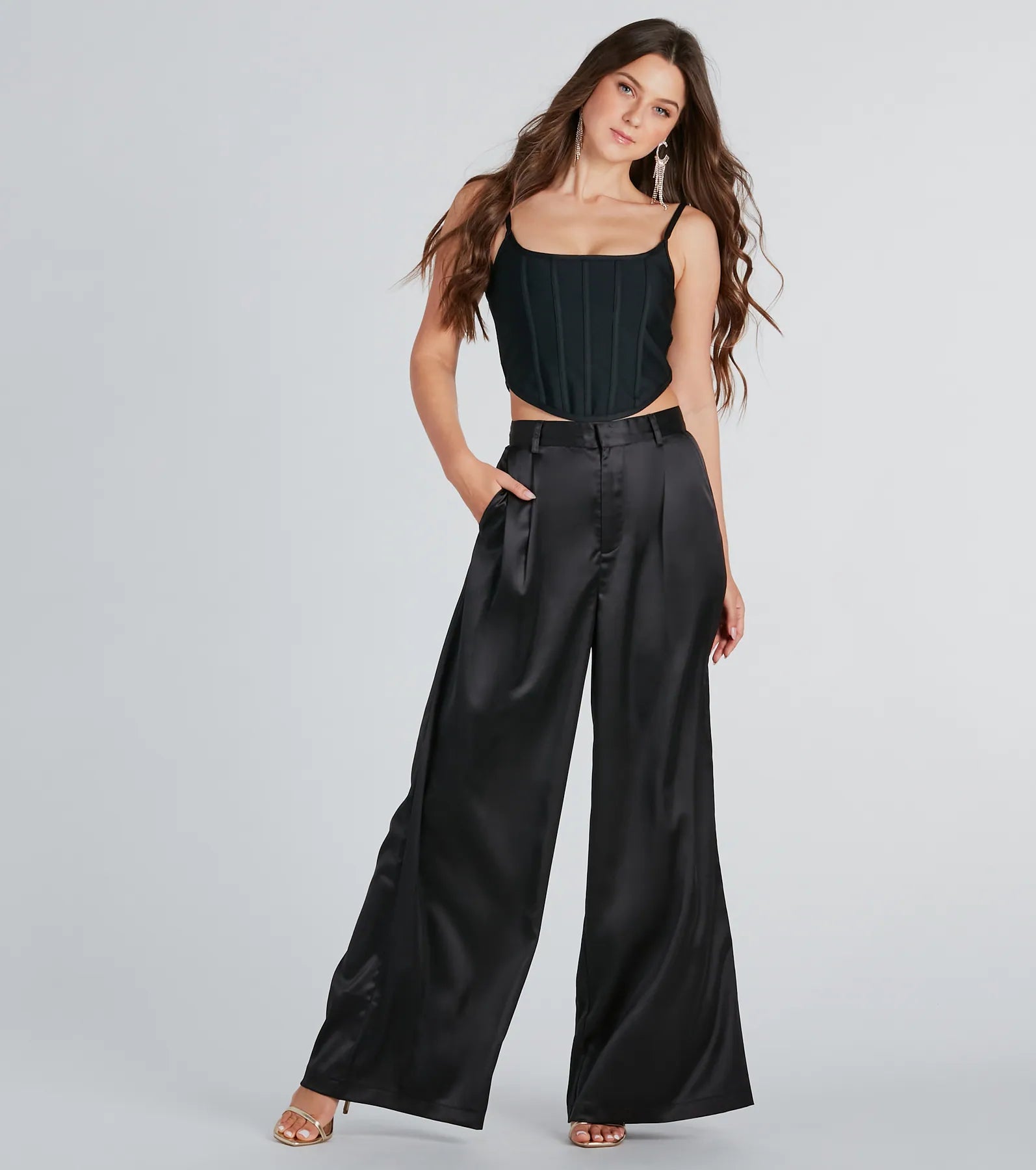 Premium Satin Wide-Leg Pants - Power Vibe Collection