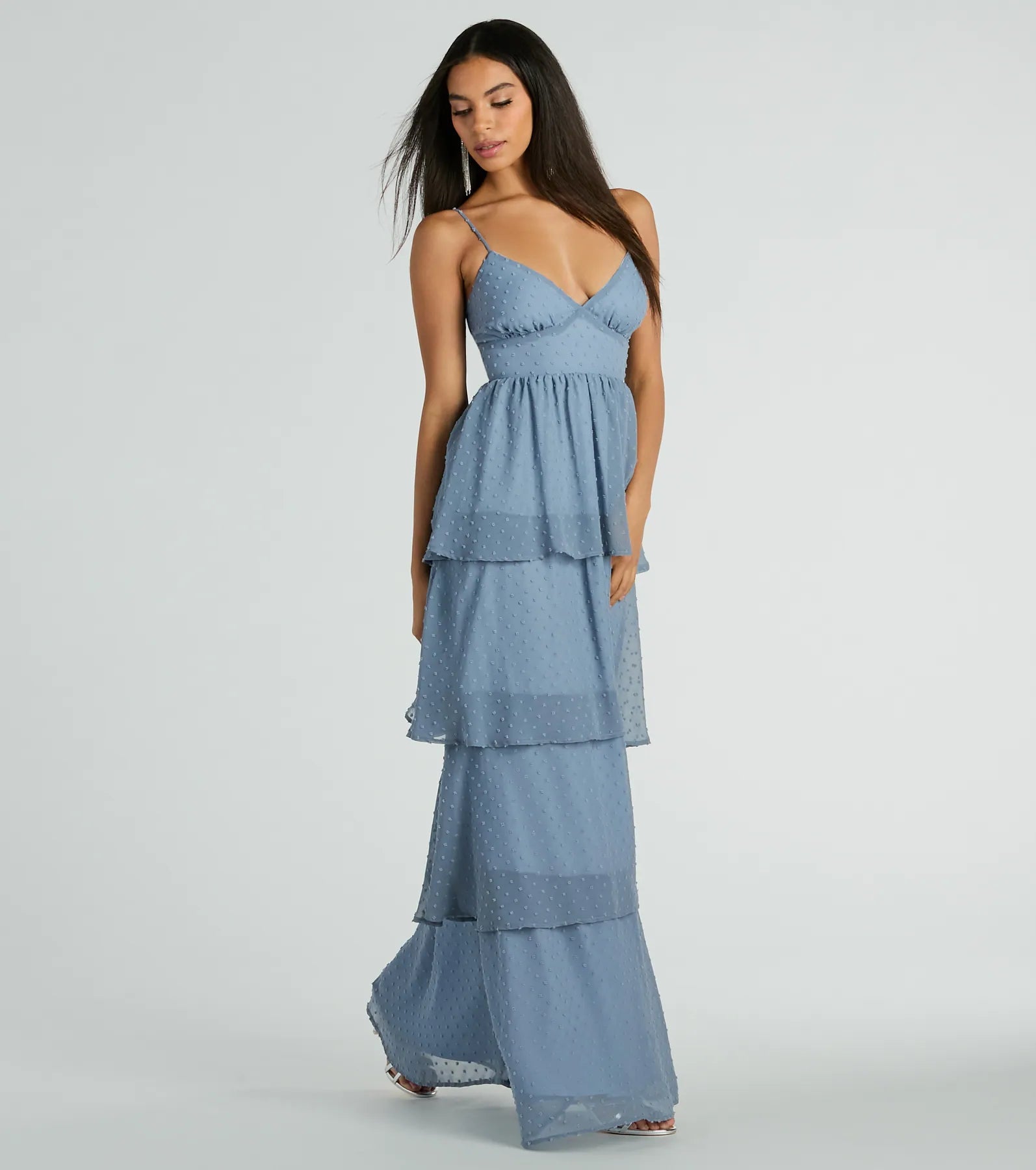 Premium Kasey V-Neck Ruffled A-Line Chiffon Formal Dress