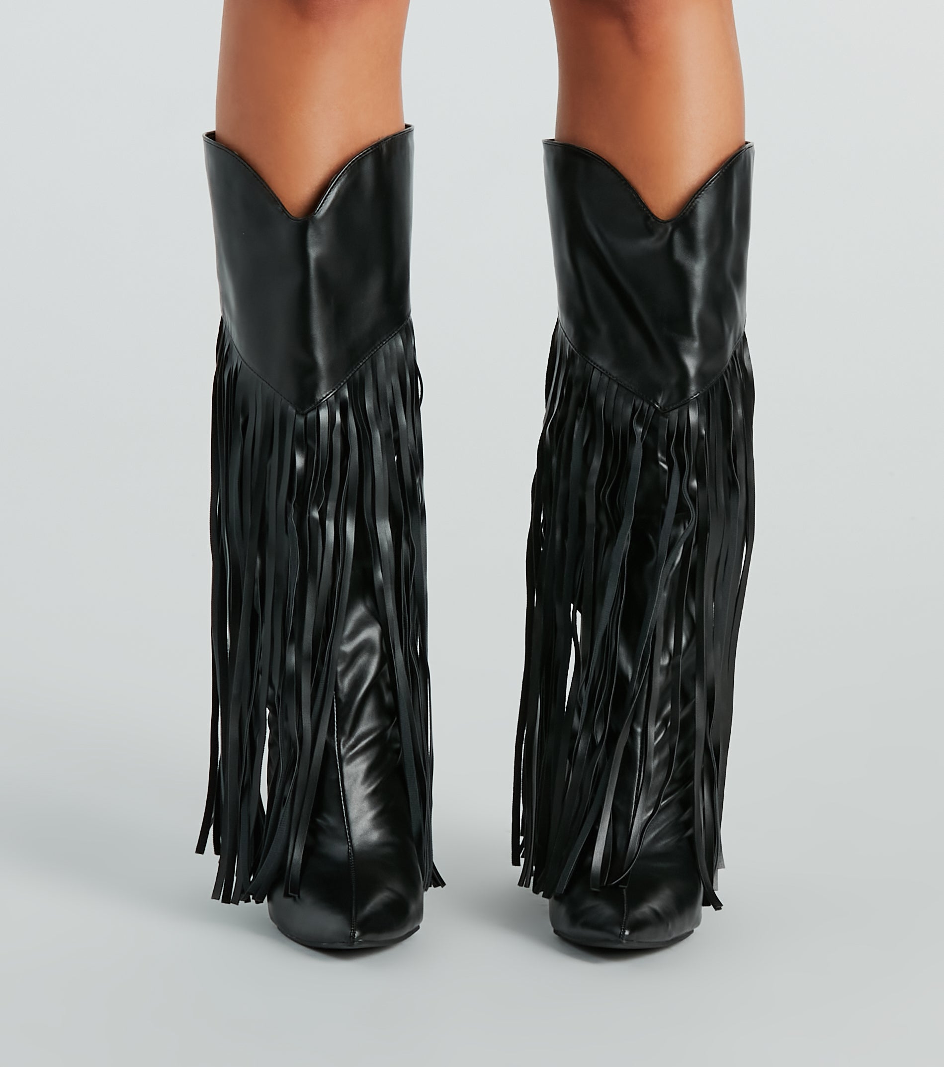 Ultimate Faux Leather Metallic Fringe Boots - Shake & Shine