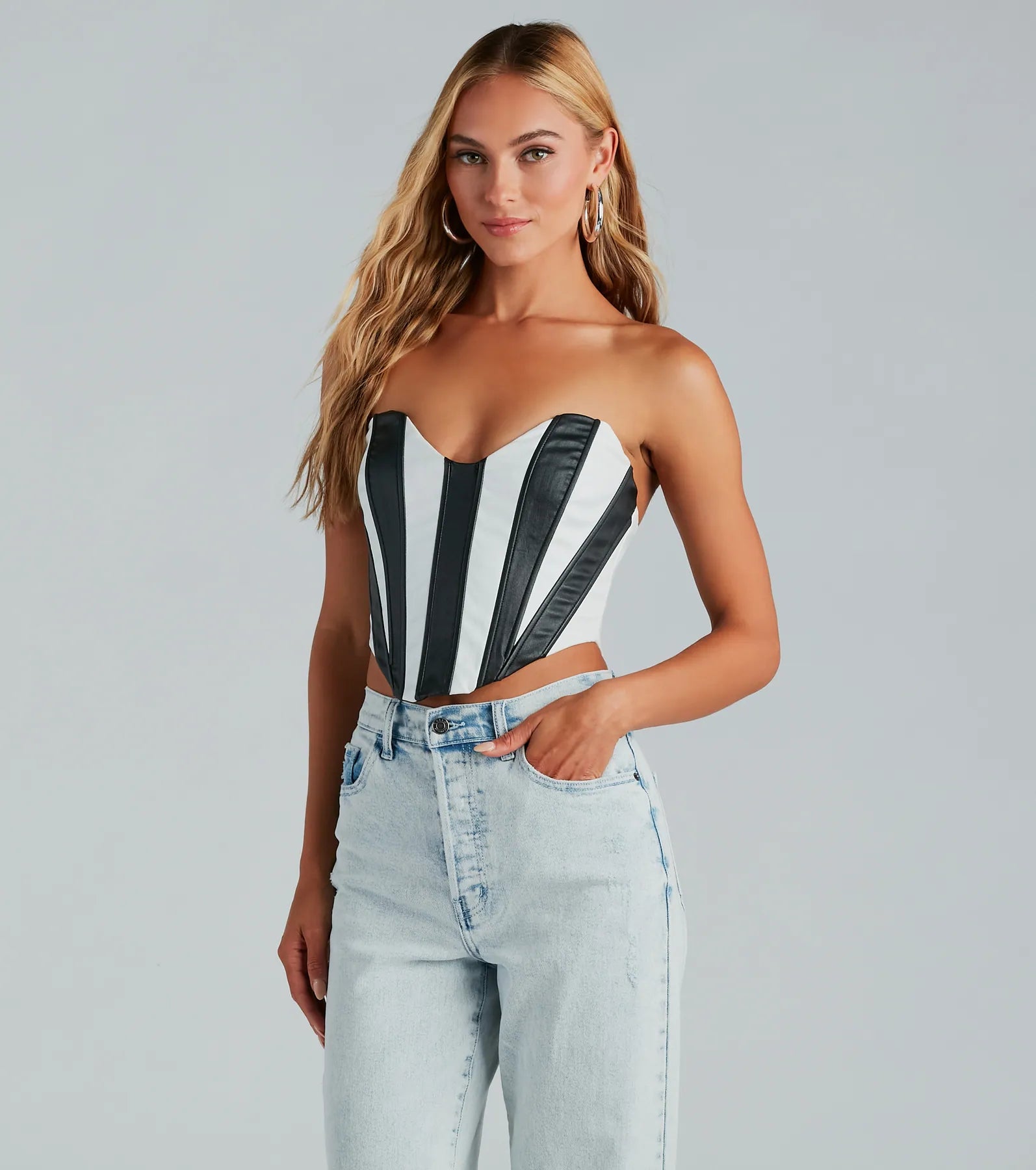 Ultimate Striped Faux Leather Corset Top - Iconic Night Out Essential