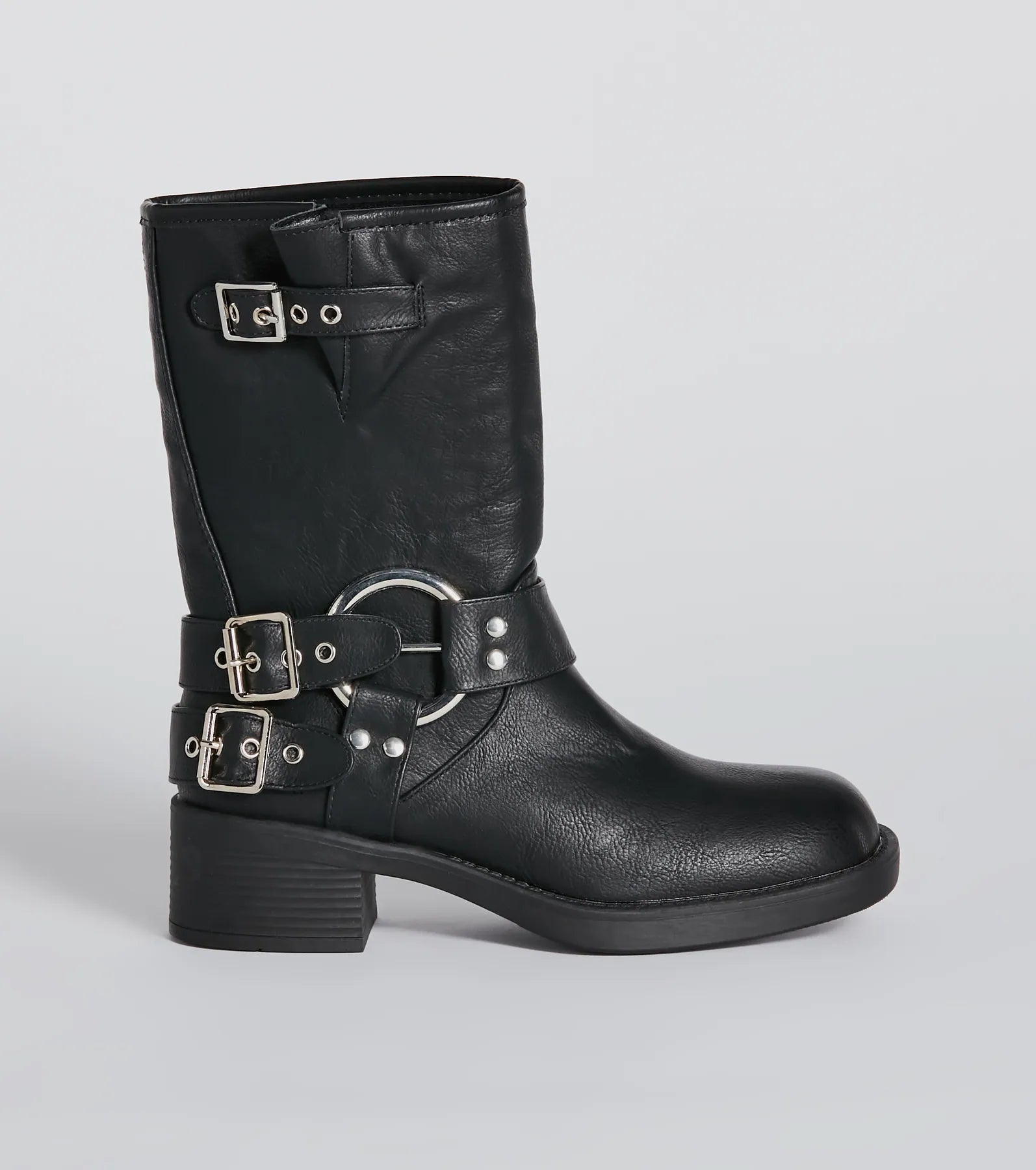 Ultimate Sleek Deets Strappy Faux Leather Biker Boots - Trendy & Edgy