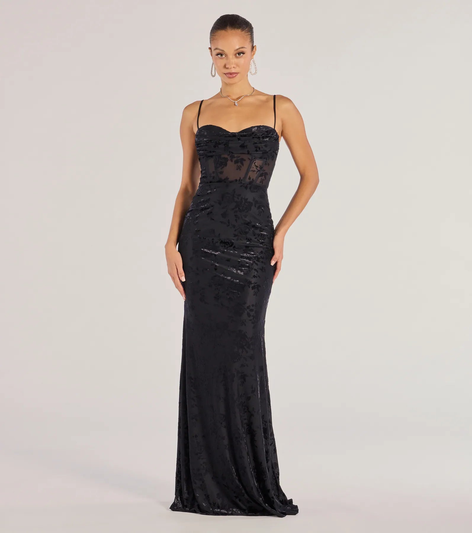 Premium Alessandra Flocked Velvet Mermaid Gown