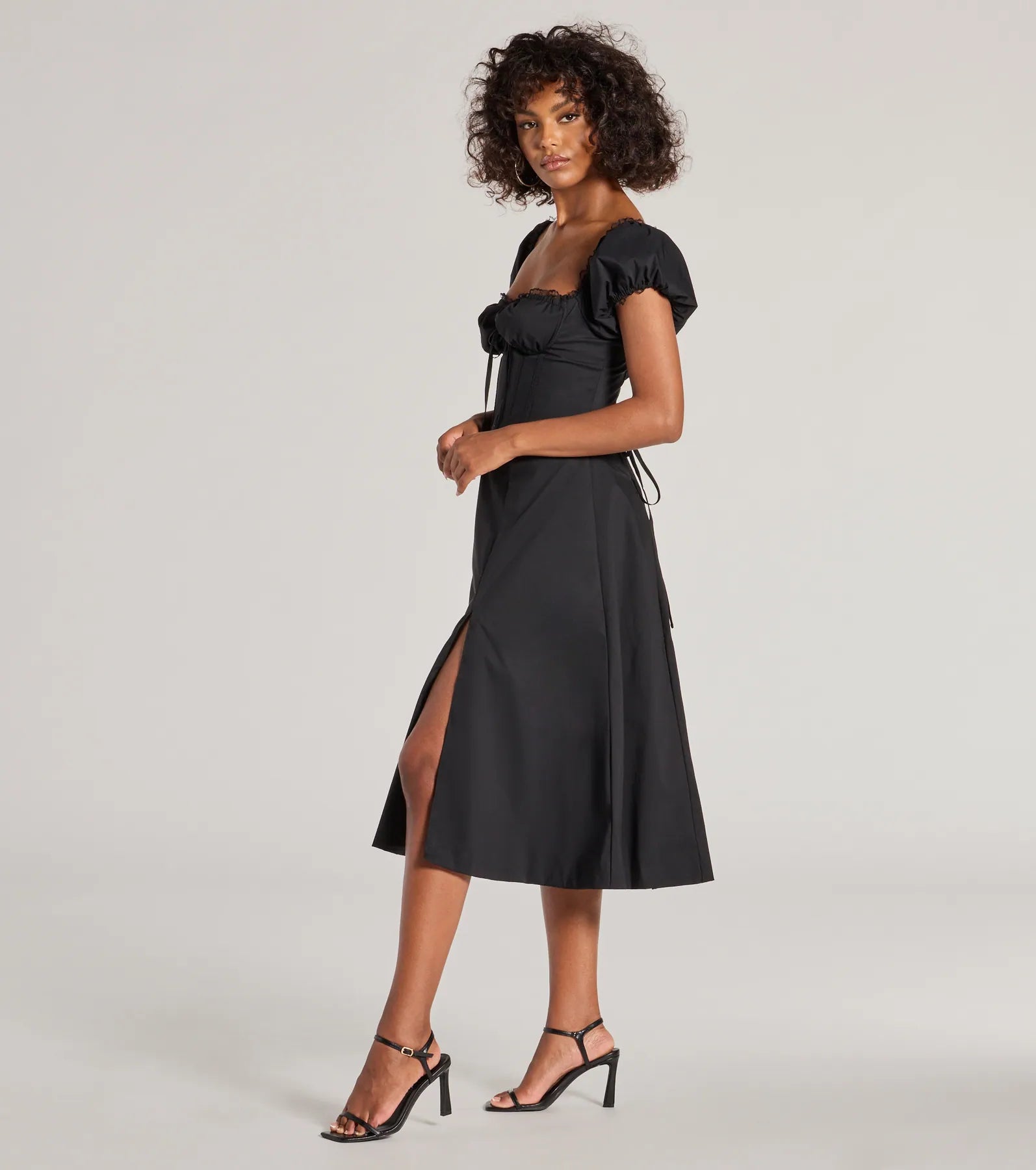 Ultimate Flawless Puff Sleeve Corset Midi Dress - Elegance Redefined