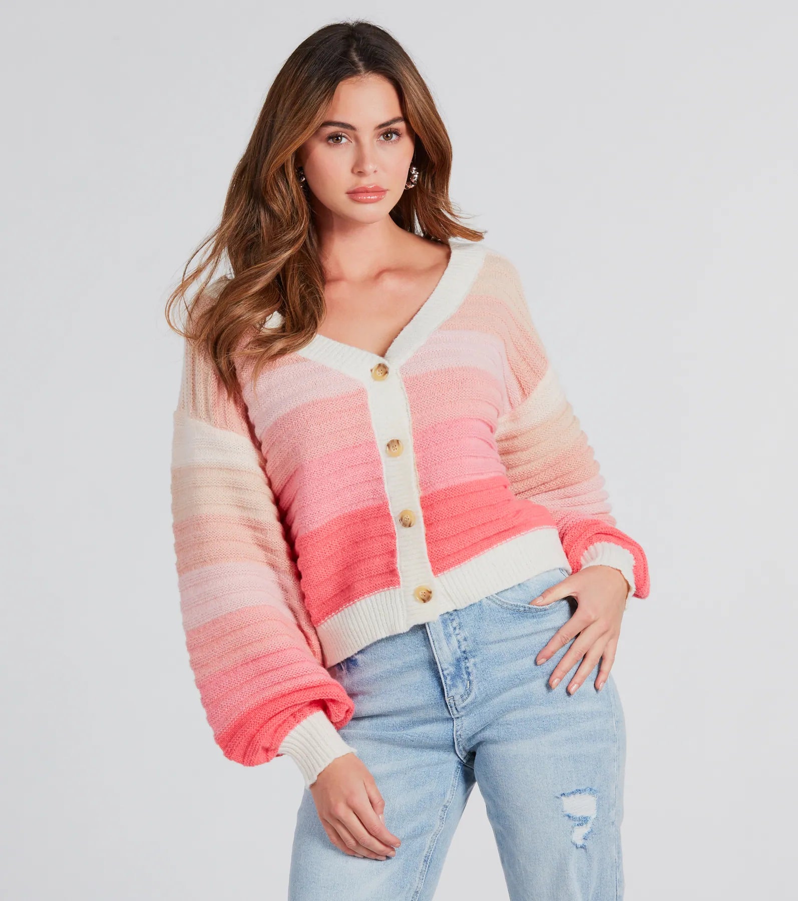 Ultimate Chill Days Ombre Striped Knit Cardigan