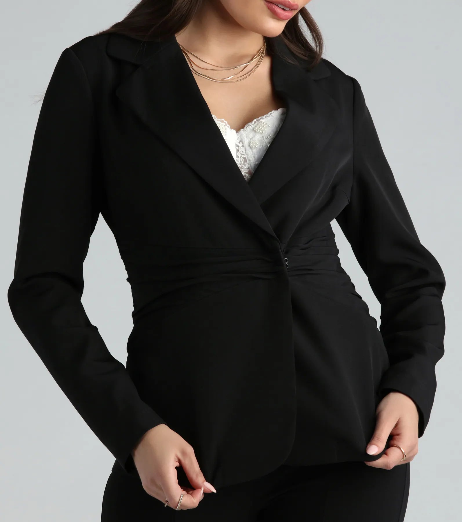 Premium Business Chic Ruched Blazer