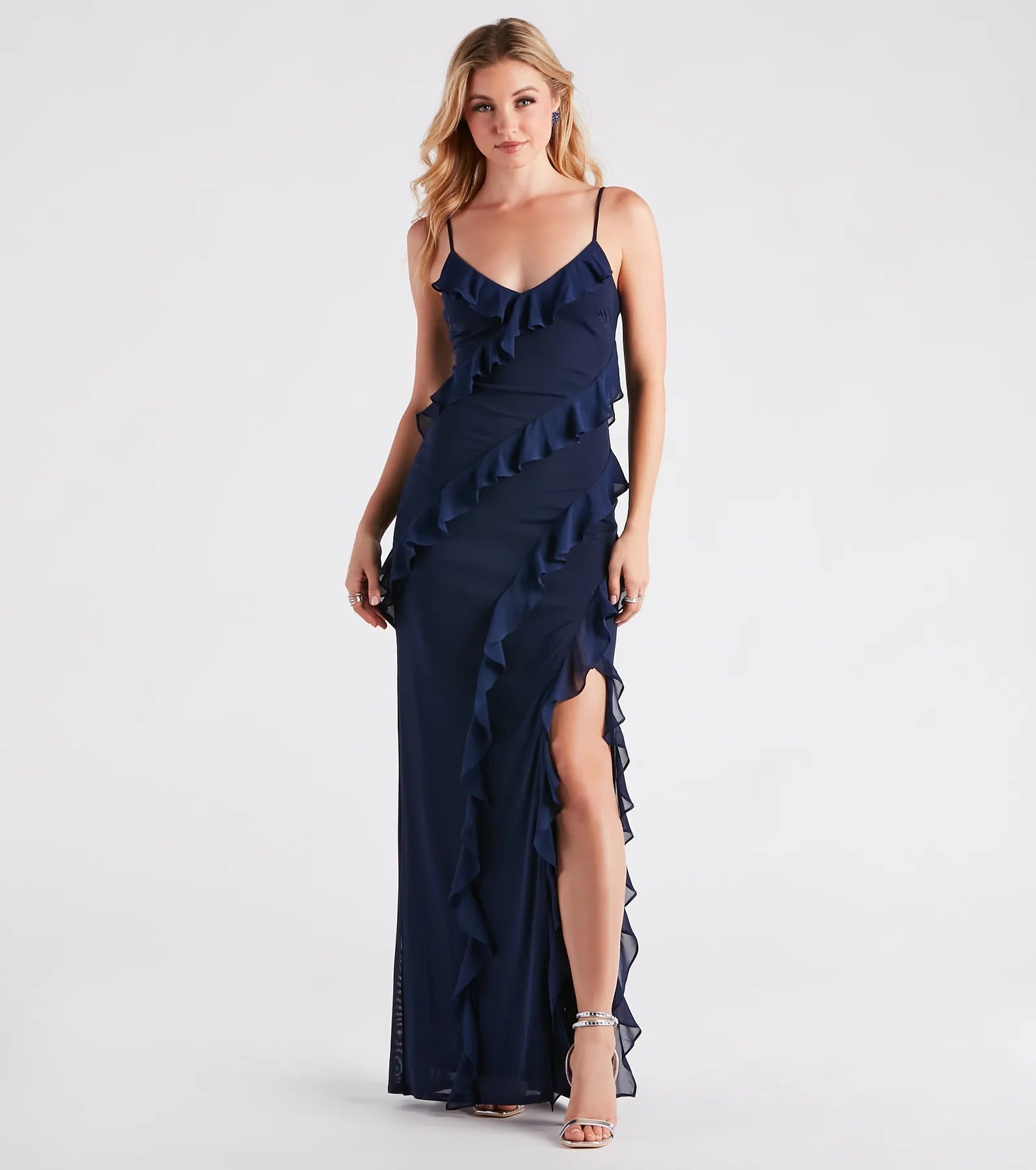 Premium Melrose Elegant Mesh Ruffle Mermaid Gown