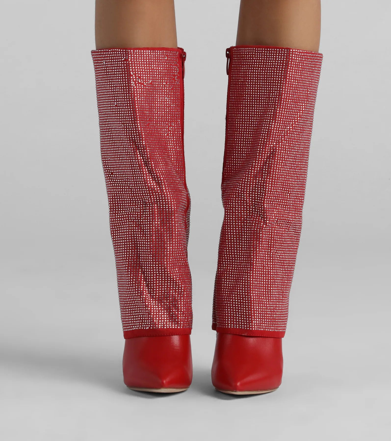 Ultimate Bling Babe Rhinestone Foldover Stiletto Boots