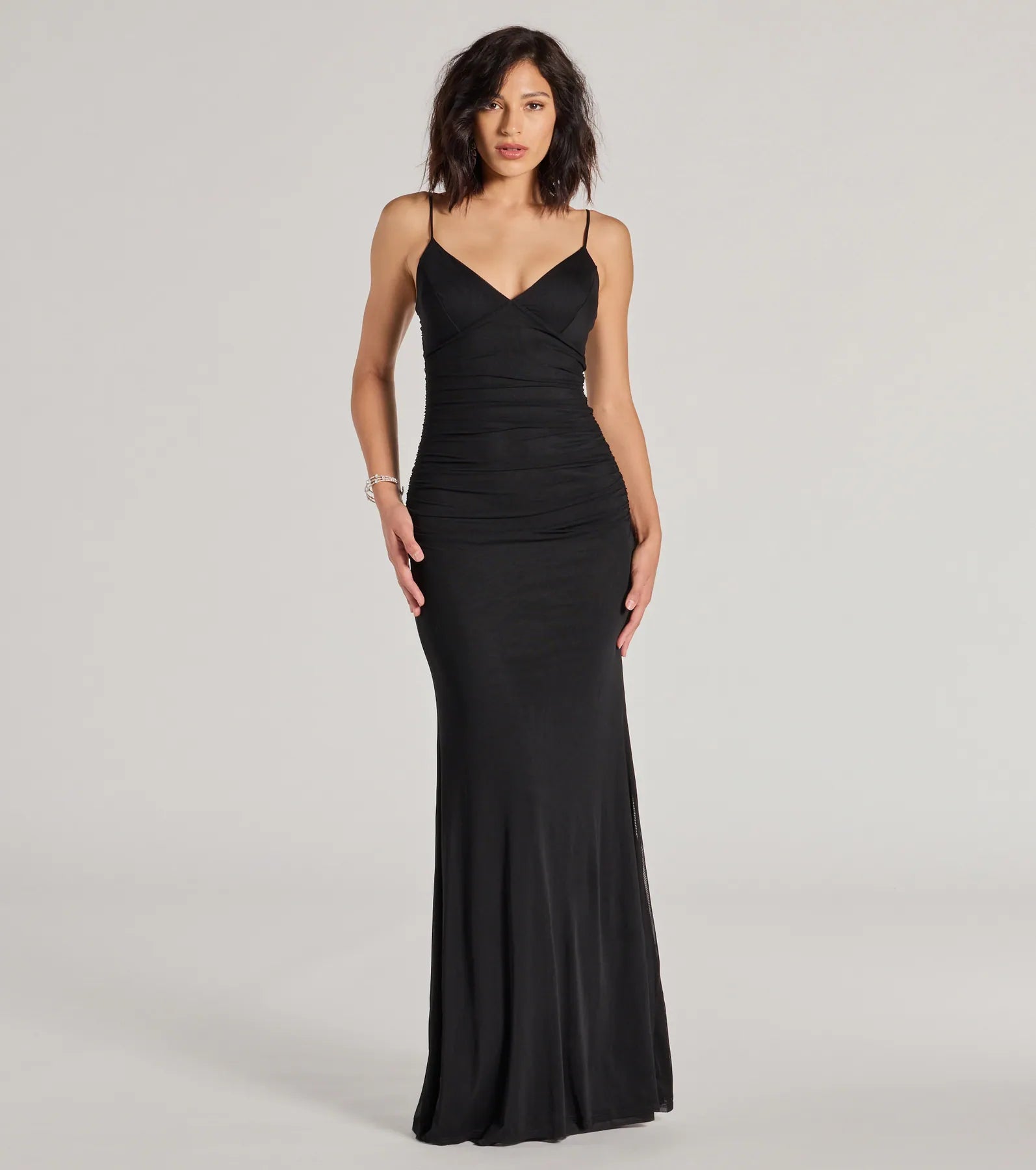 Premium Kay Sleeveless V-Neck Mermaid Mesh Formal Dress - Ultimate Elegance