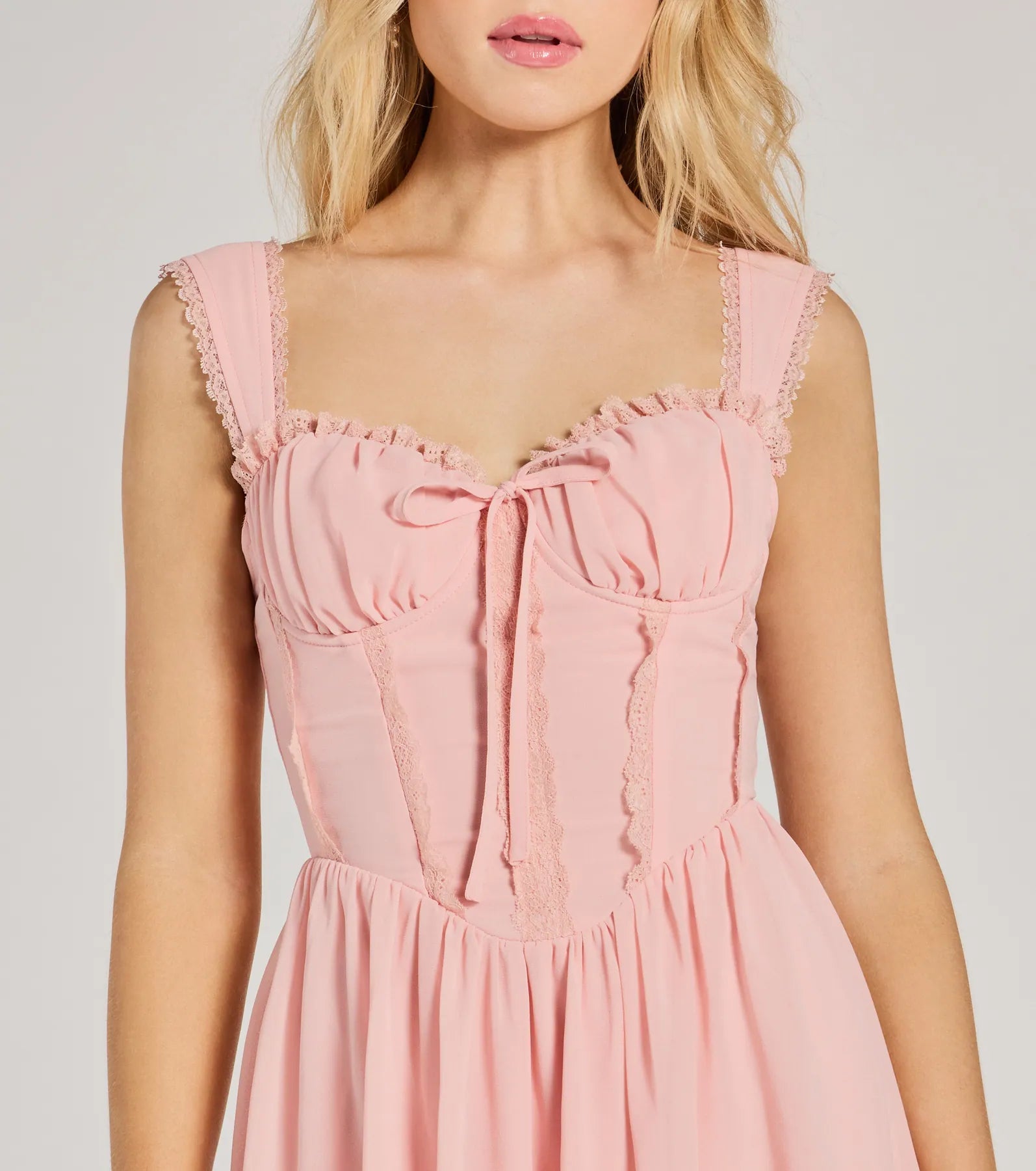 Ultimate Flirt Sweetheart Lace Trim Skater Dress