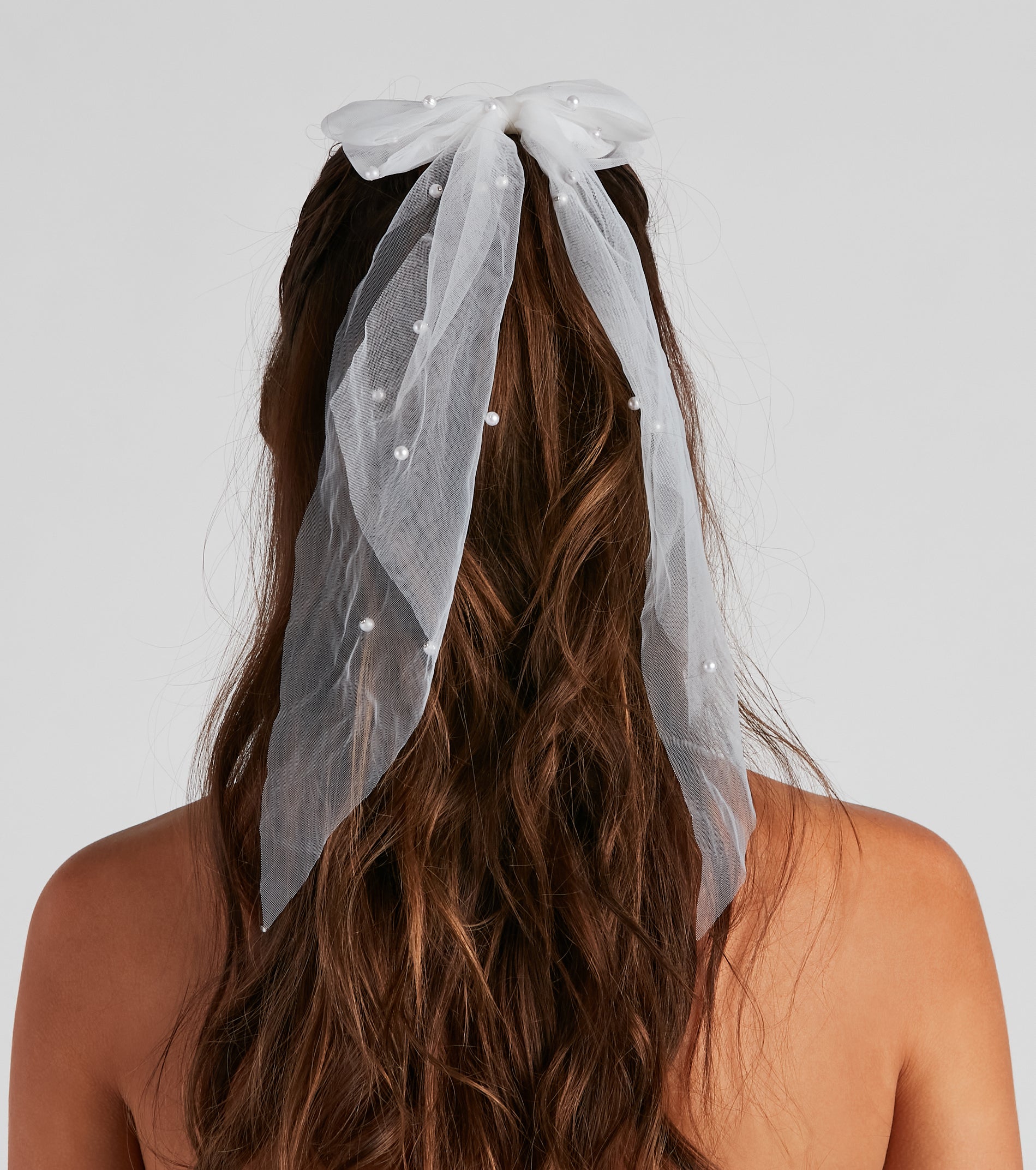 Premium Faux Pearl Tulle Bow Hair Clip - Ultimate Elegance