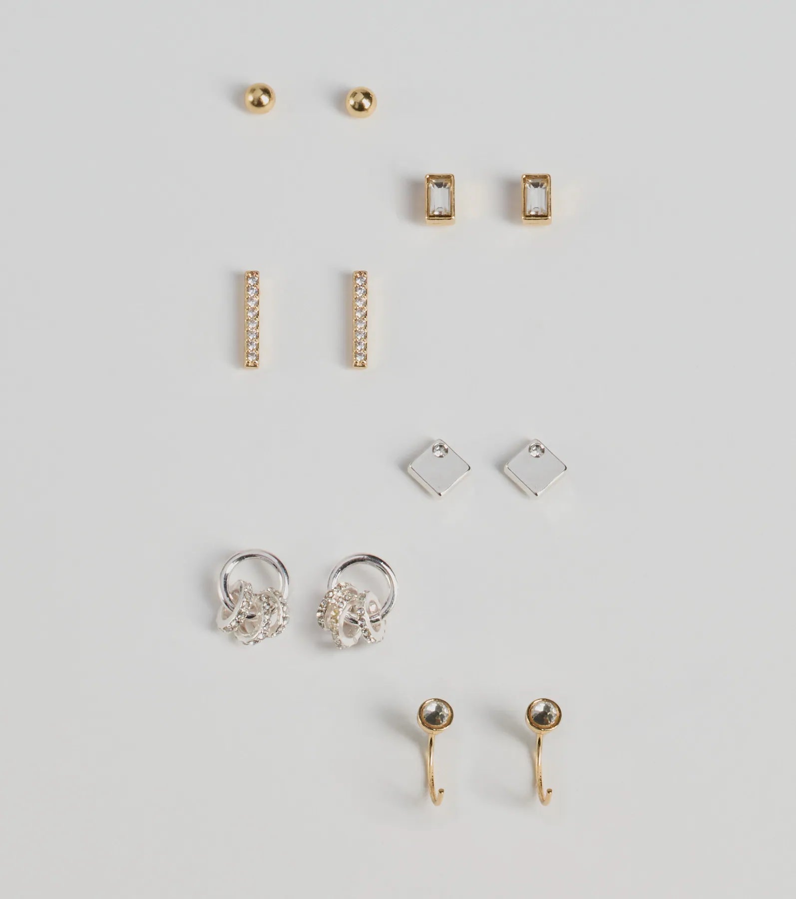 Ultimate Glam Stud Earrings Set - 6-Pack Style Variety