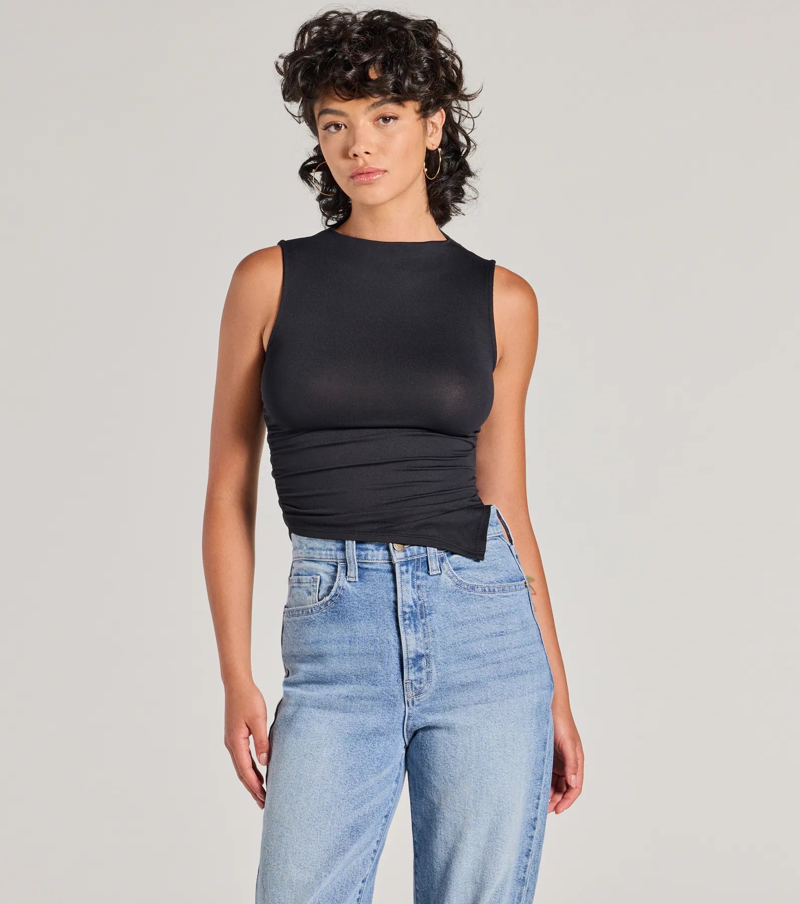 Ultimate Chic Sleeveless Mock Neck Crop Top