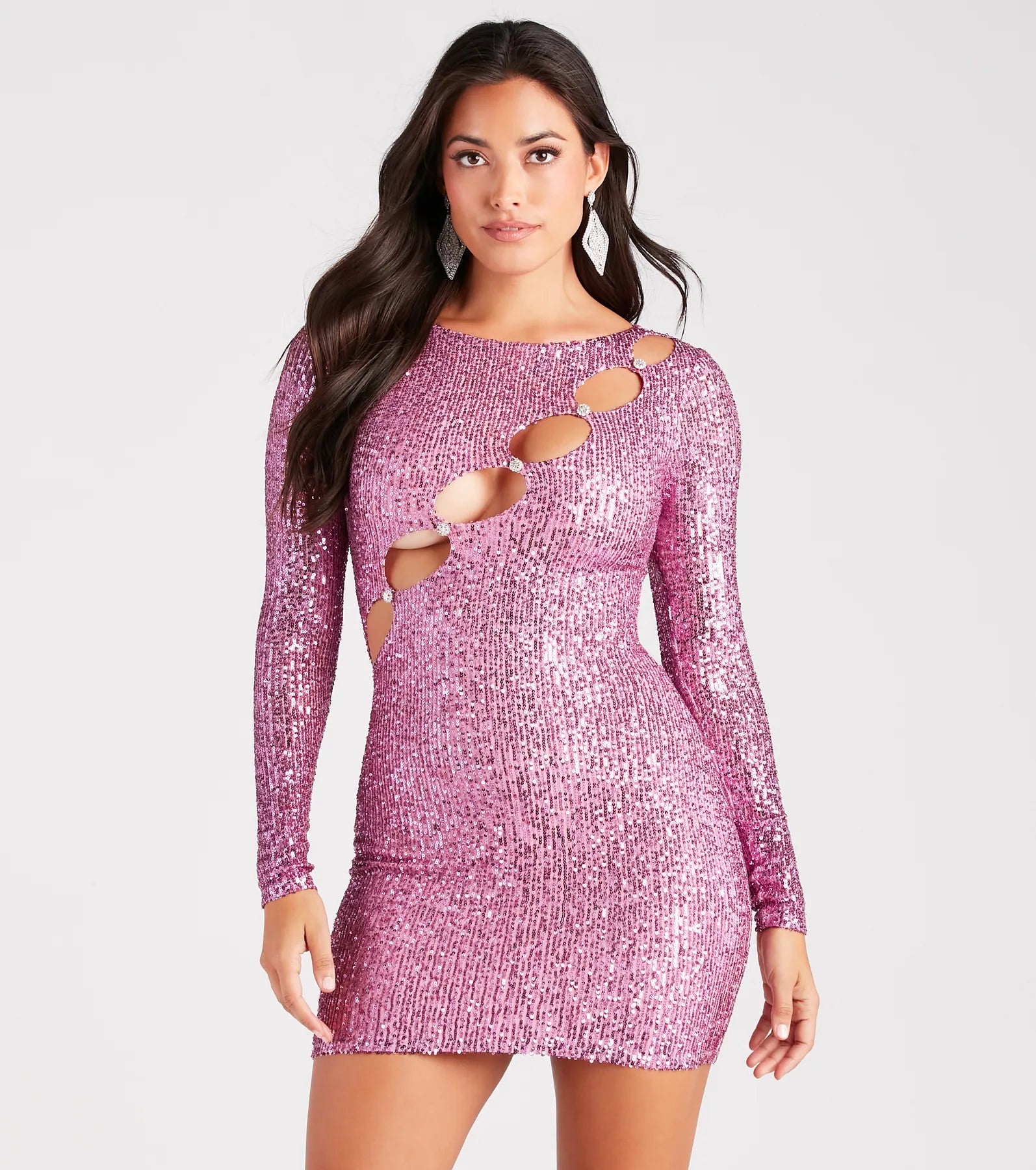 Ultimate Glamour Sequin Cutout Party Dress