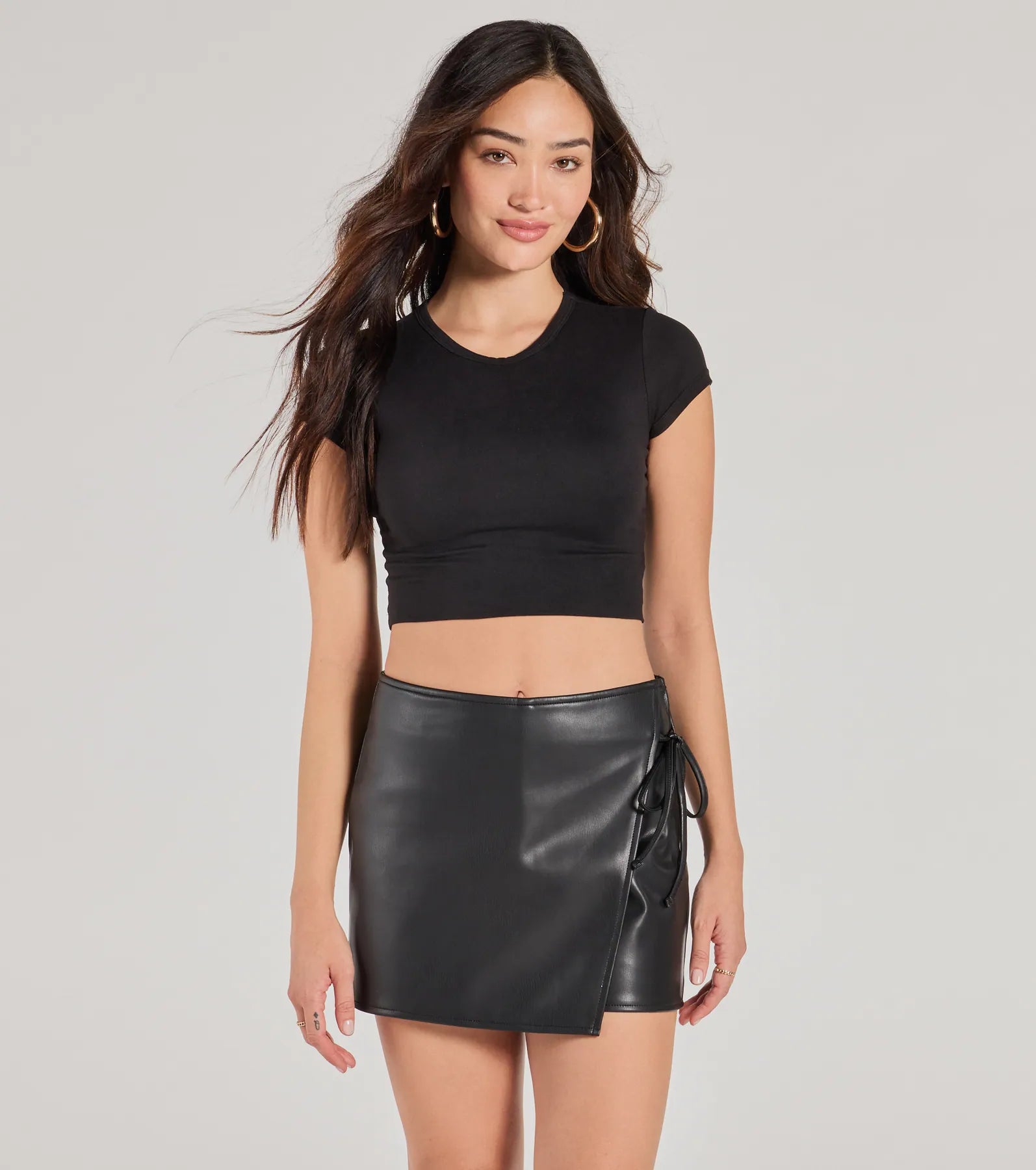 Premium Tie-Waist Faux Leather Skort - Sleek & Stylish